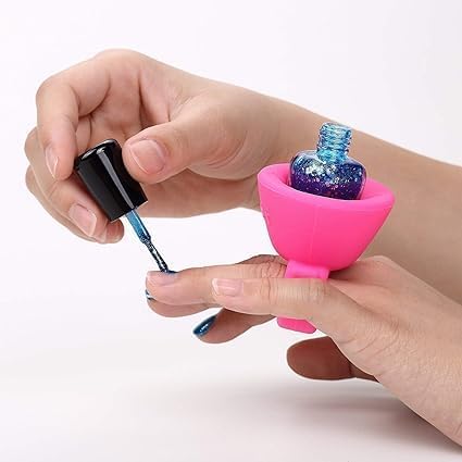 Krupasadhya Silicone Round Nail Polish Bottle Holder Stand - Wearable Nail Polish Ring Holder for Easy Manicure | Portable Nail Art Accessory Tool for Home & Salon Use | Perfect for DIY Nail Polish Application (2-Pack)
