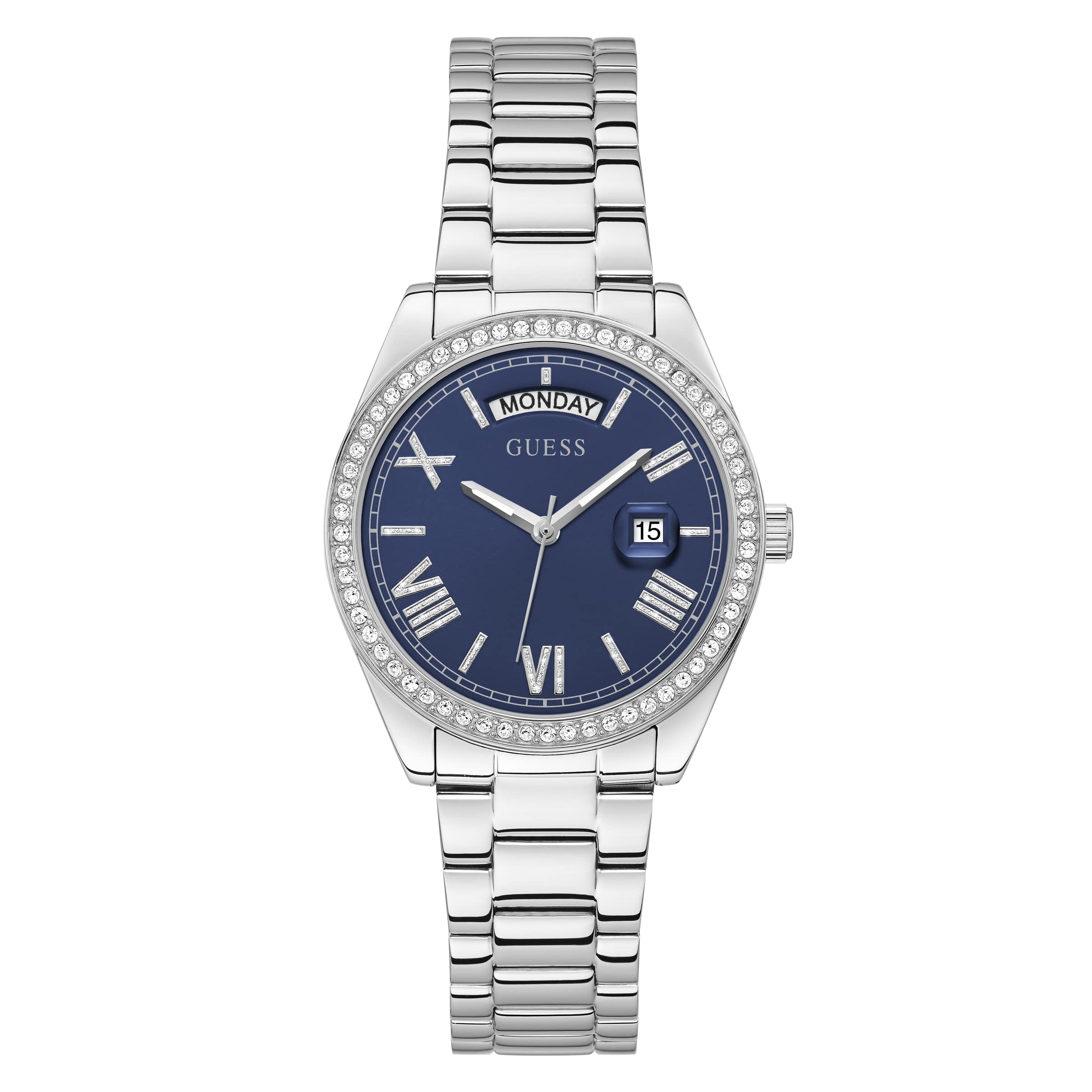 GUESS Coin Edge Bracelet Watch for Women - Stainless Steel Fashion Watch with Date Display - Perfect for Office, Party & Everyday Wear