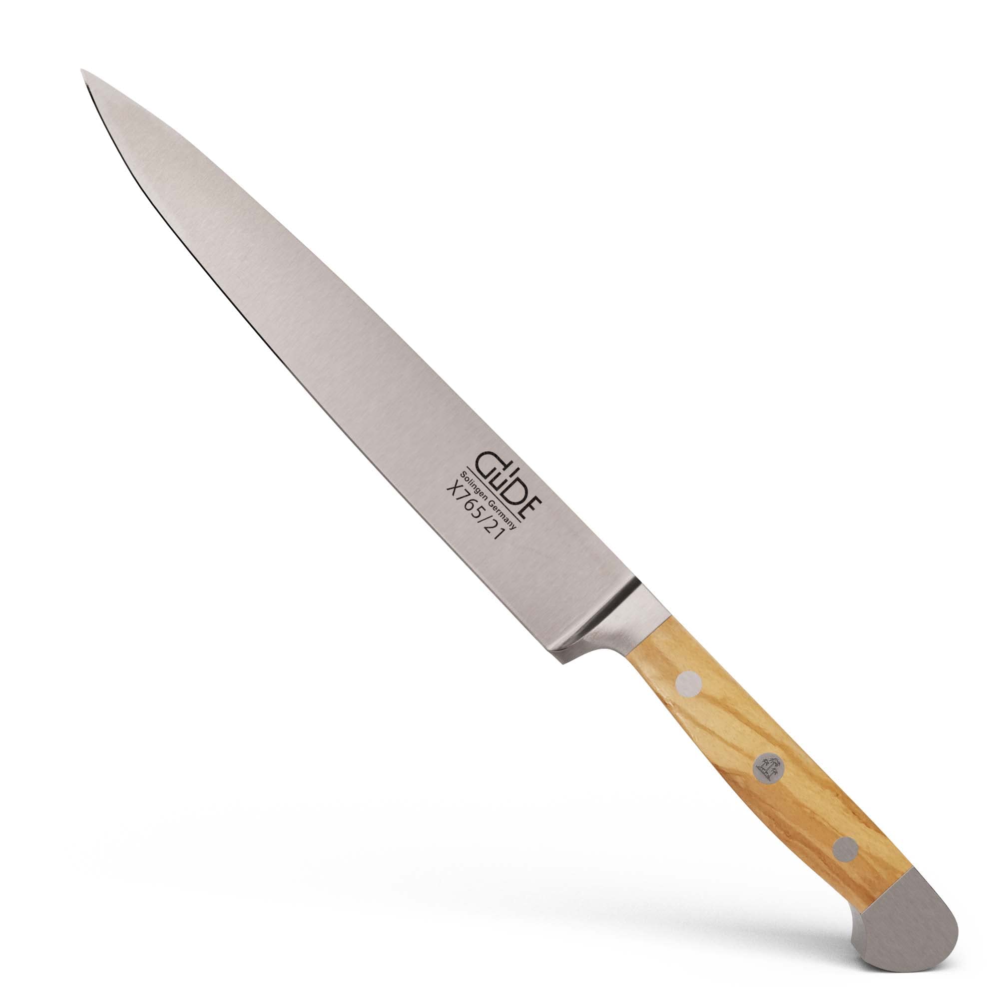 Premium Güde Alpha Olive Series 8-Inch Slicing Knife - Hand Forged Stainless Steel Blade with Olive Wood Handle - Perfect for Meat, Sushi & BBQ - Professional Chef & Home Cooking Essential