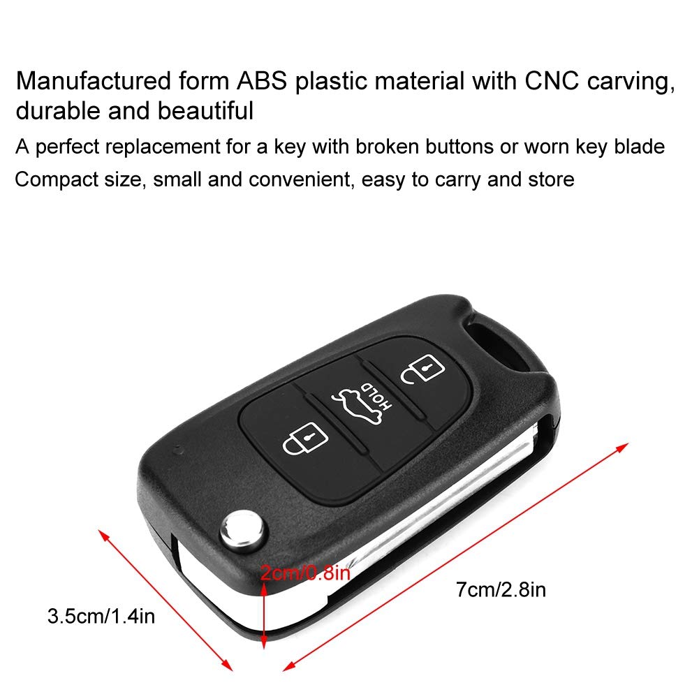 Premium ABS Flip Key Fob Case - Durable Rustproof Key Cover Replacement for KIA Rondo, Soul, Rio - Perfect Car Accessory for Key Protection & Style Enhancement