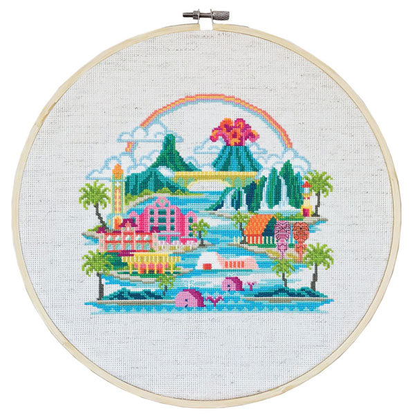 Hawaii Cross Stitch Pattern - Tropical Floral Embroidery Design for DIY Home Decor, Wall Art & Gift Making