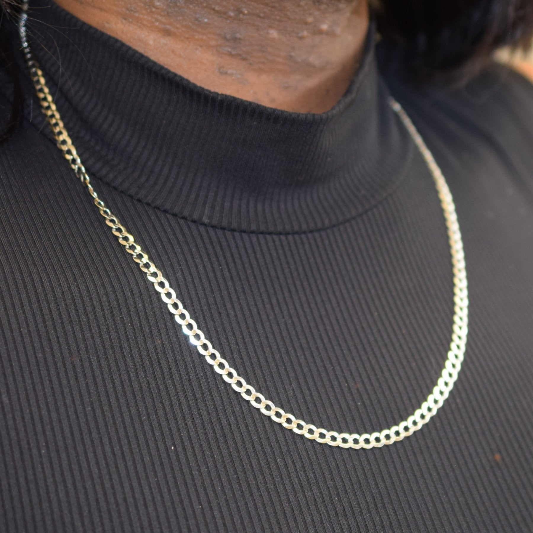 10K White Gold Curb Chain Necklace 22 Inches - Elegant Layering Jewelry for Women, Perfect for Everyday Wear & Special Occasions