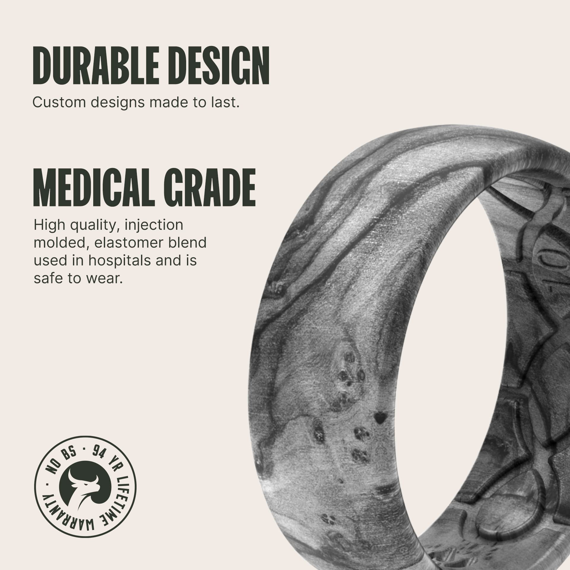 Groove Life Nomad Silicone Wedding Band for Men - Breathable Comfort Fit Rubber Ring with Unique Design & Lifetime Warranty - Perfect for Active Lifestyles, Gym, Travel & Outdoor Adventures