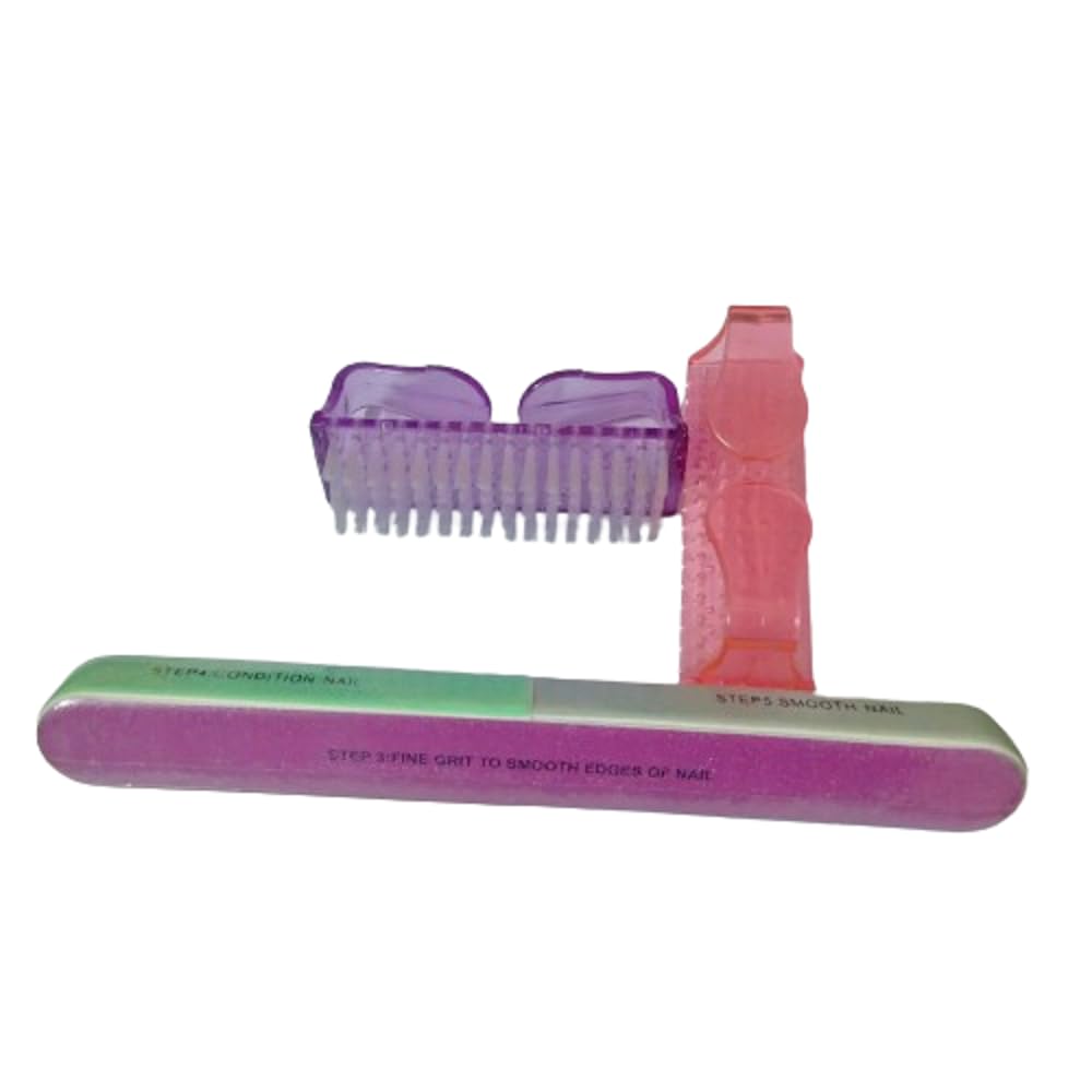 ZAUKY 2Pcs Nail Brush & Buffer Kit - Manicure Tools for Cleaning & Polishing - Home & Salon Use