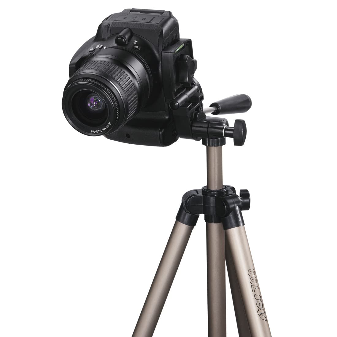 Hama Star 700 EF Camera Tripod - Lightweight Aluminum 3-Way Pan Head Tripod (42.5-125cm Adjustable Height) with Carrying Case - Compatible with DSLR & Mirrorless Cameras - Perfect for Travel Photography, Vlogging & Outdoor Shooting (Champagne Color)