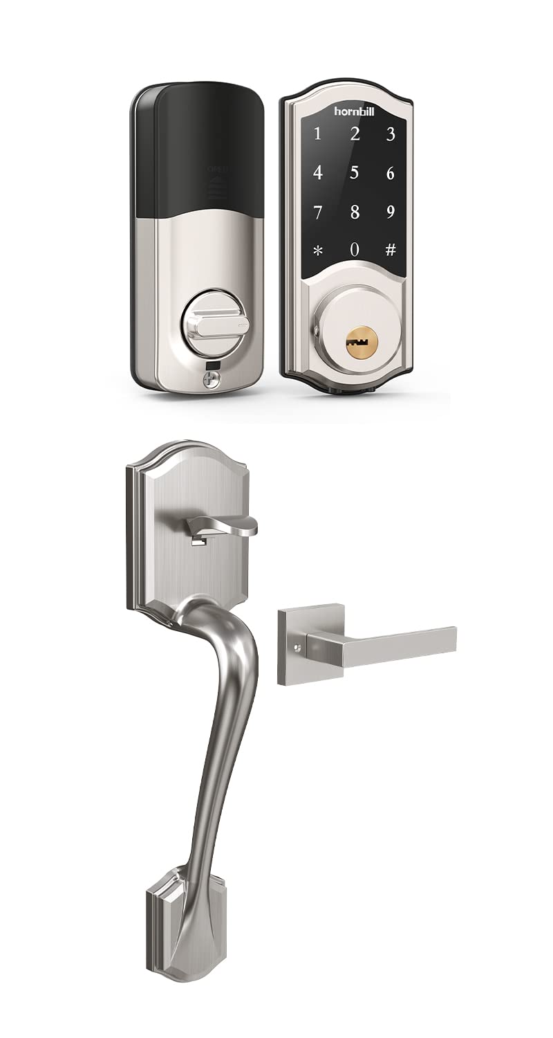 Smart Keyless Entry Deadbolt Lock with Handle - Bluetooth Touchscreen Keypad, Auto Lock & App Control, Reversible Lever for Home & Apartment Security | Front Door Smart Lock for Keyless Convenience & Enhanced Safety