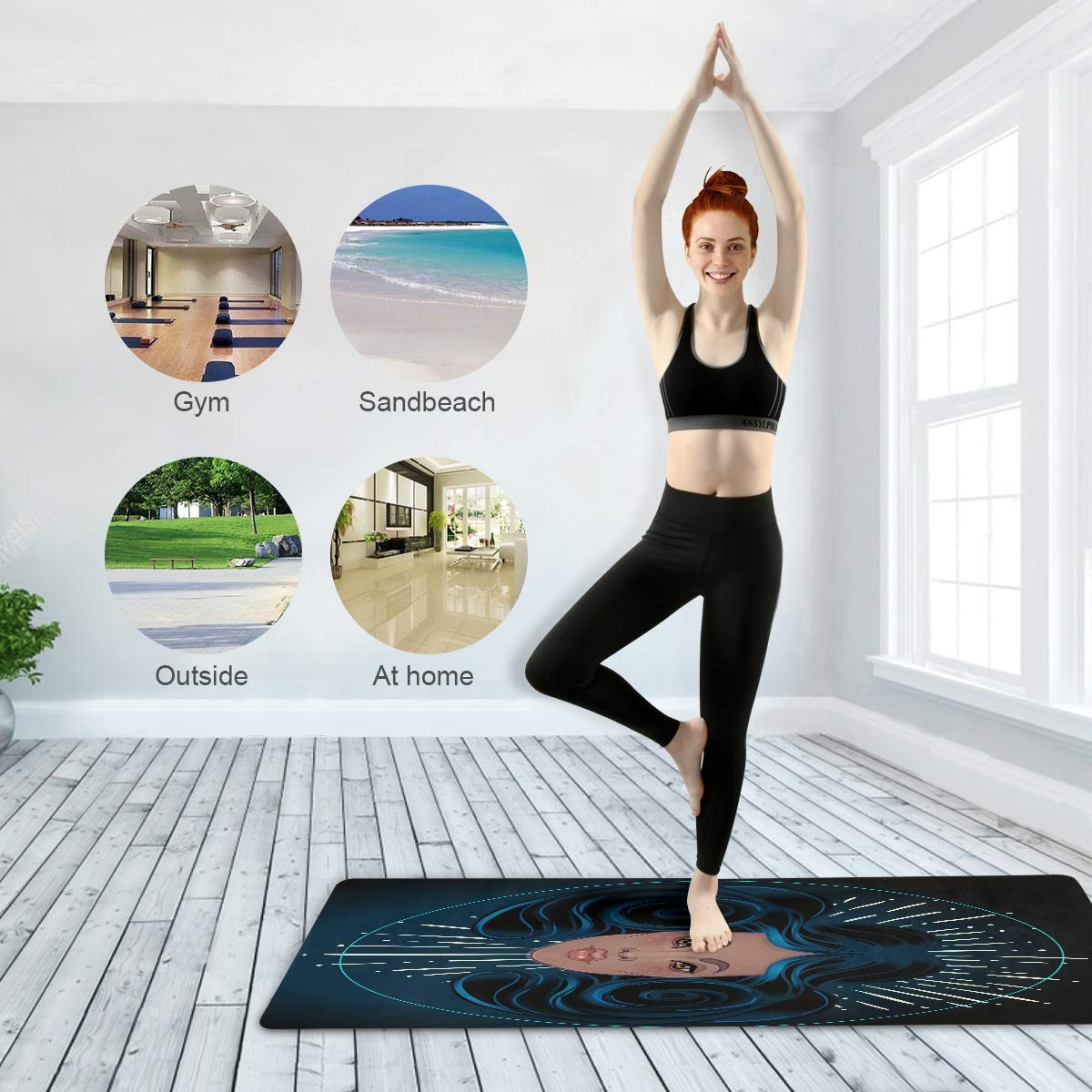 Premium Non-Slip Yoga Mat for Women - Extra Thick African American Design Fitness Mat for Yoga, Pilates & Home Workouts - Perfect for Gym, Studio & Indoor Exercise