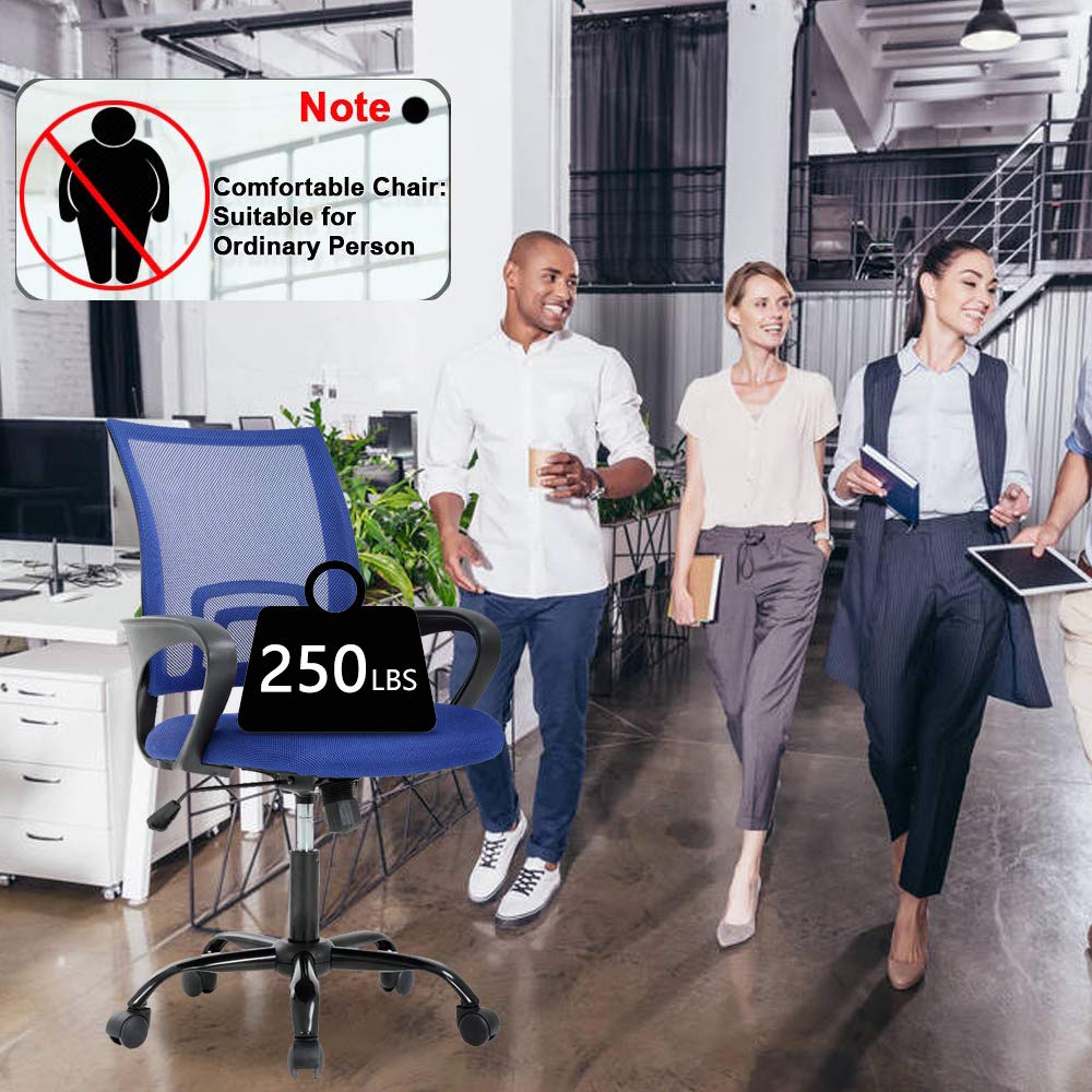 Ergonomic Office Chair with Lumbar Support - Adjustable Height Mesh Computer Desk Chair with Armrests - Modern Swivel Task Chair for Women & Men - Perfect for Home Office, Gaming & Workspaces (Blue)