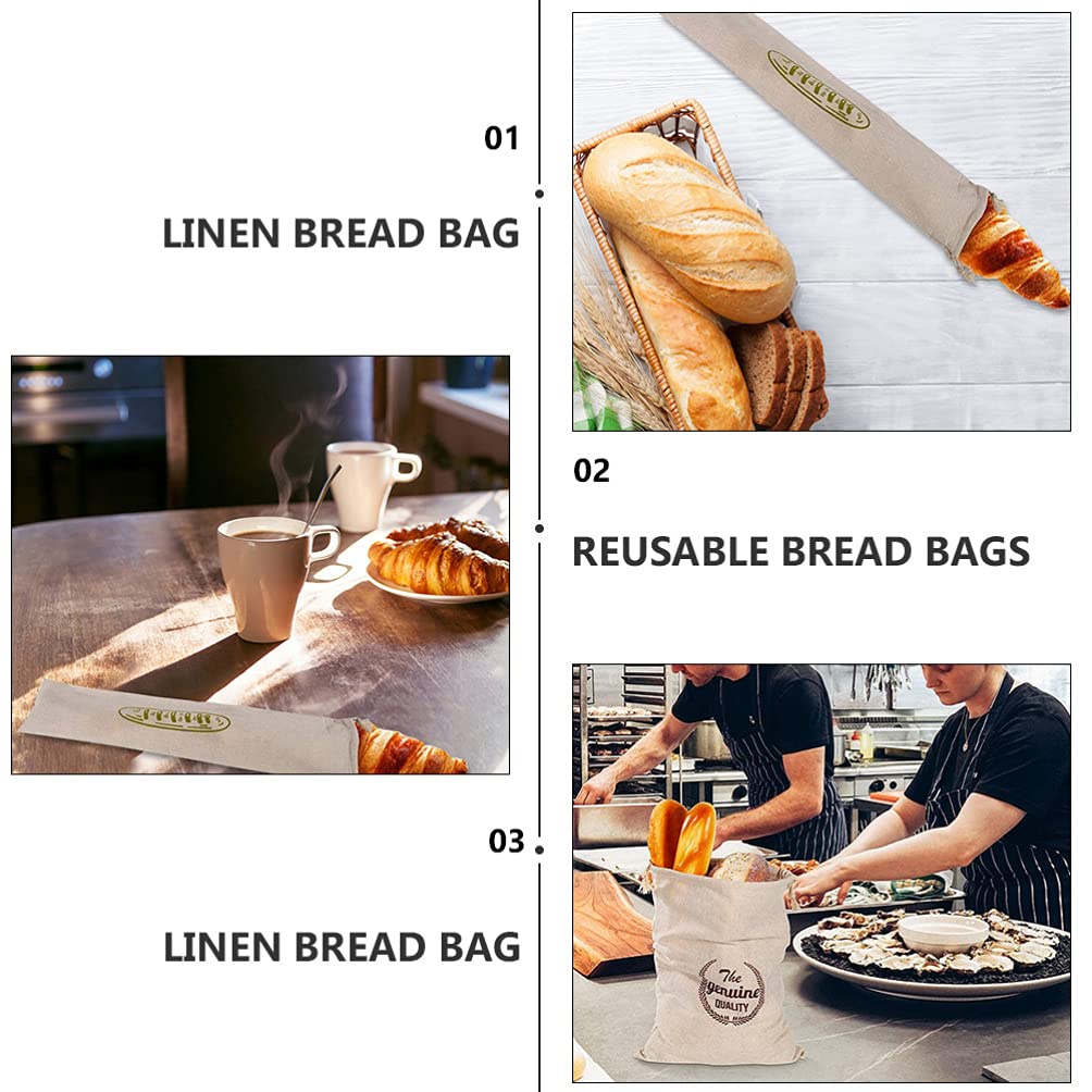Kichvoe 2-Pack French Bread Linen Organizer Bags - Reusable Drawstring Food Storage Bags for Loaves, Pastries & Challah Bread | Eco-Friendly Kitchen & Bakery Storage Solution for Home, Picnics & Gifting