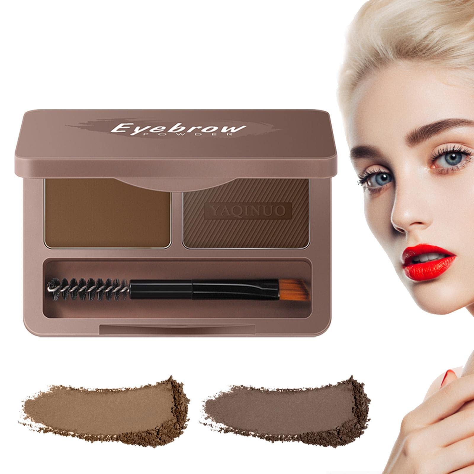 Waterproof Eyebrow Powder Kit - Natural Long-Lasting Eyebrow Tint with Dual Colors, Makeup Brush & Mirror | Soft Texture for Defined Brows | Perfect for Daily Makeup & Professional Use