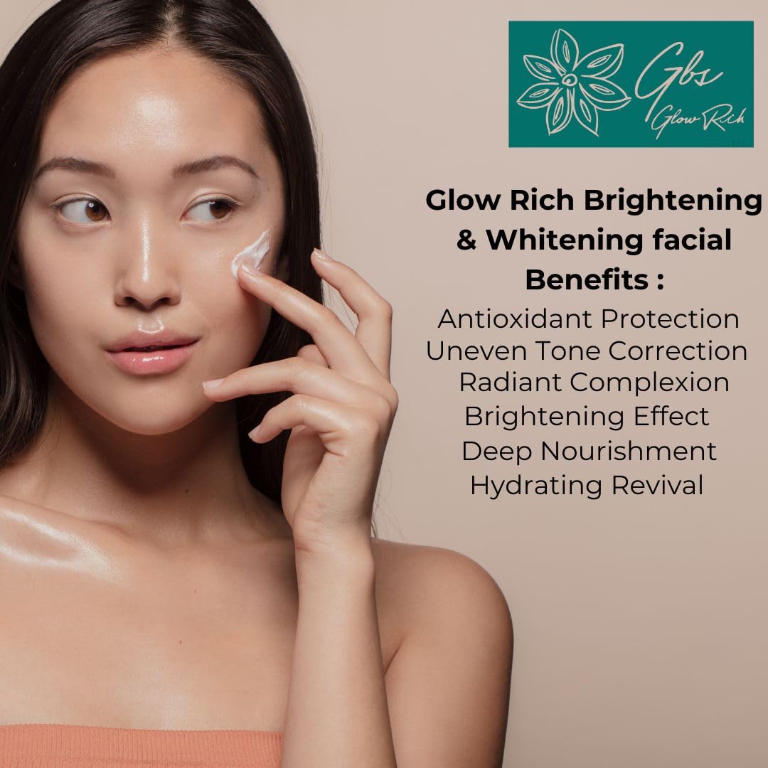 Glow Rich Brightening & Whitening Facial Kit 2Kg - Skin Lightening & Radiance Boosting Treatment for Face & Body - Perfect for Daily Skincare Routine & Spa Treatments