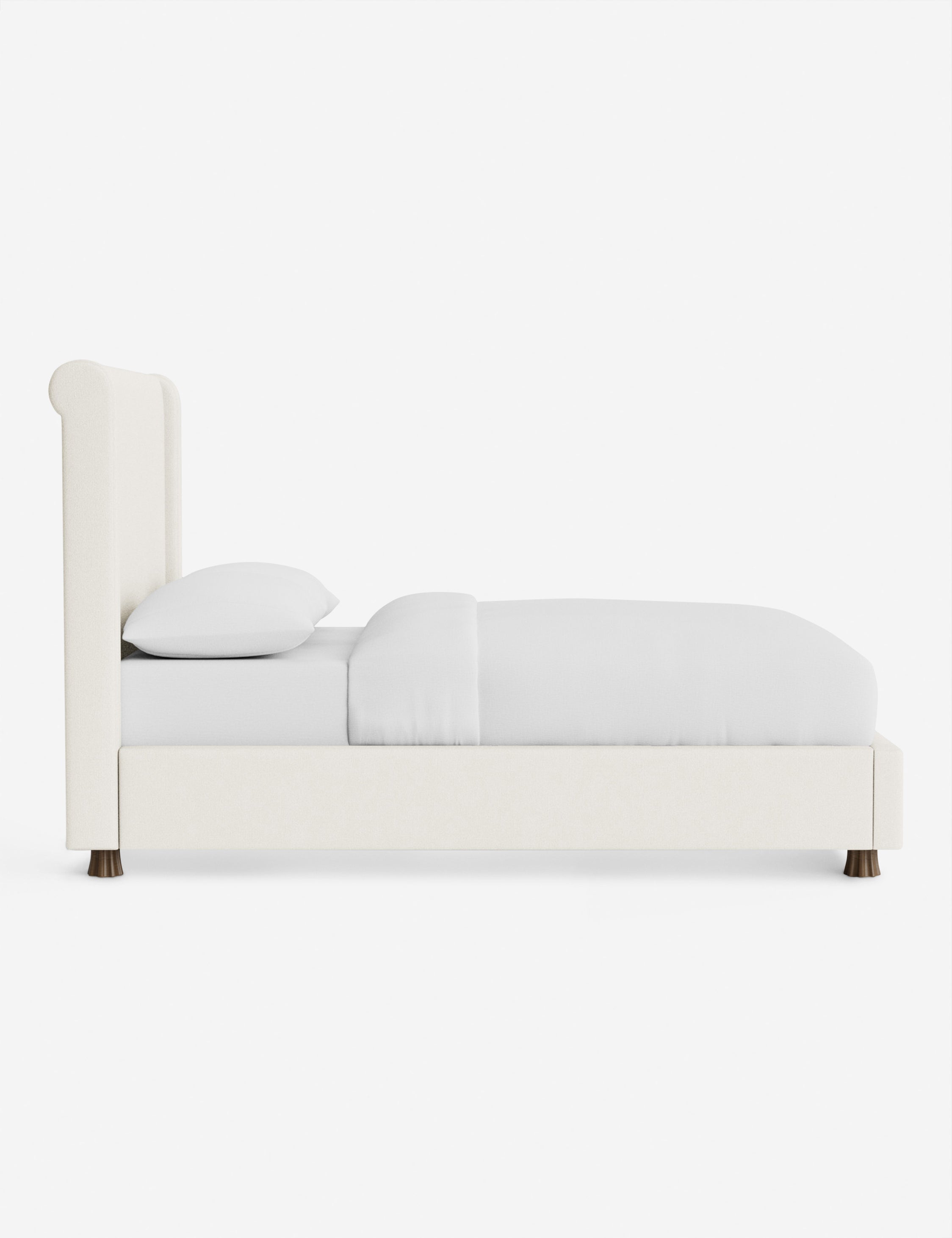 Domme Platform Bed by DISC Interiors - Modern Minimalist Wooden Bed Frame with Upholstered Headboard | Perfect for Contemporary Bedroom, Guest Room or Studio Apartment