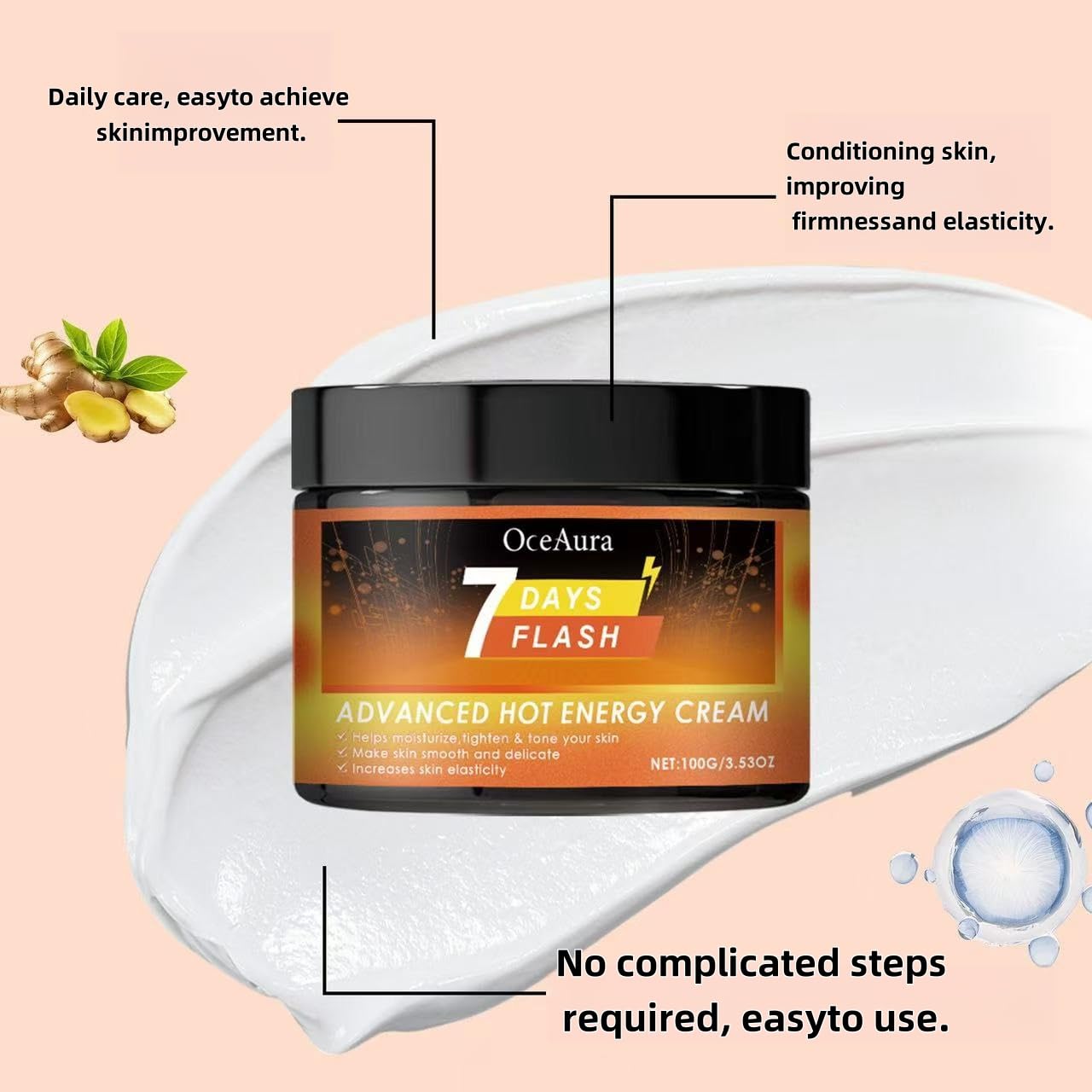 Advanced Hot Sweat Cream - Moisturizing & Tightening Cream for Smooth Skin | 7-Day Flash Treatment to Regulate Skin Tone & Texture | Ideal for Weight Loss & Enhanced Workouts | Perfect for Post-Workout Recovery & Spa Nights (1pc)