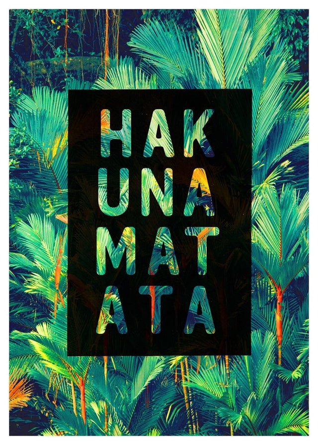 Hakuna Matata Quote Tropical Print T-Shirt - Funny Vacation Shirt for Men & Women - Perfect for Beach, Summer & Disney Trips