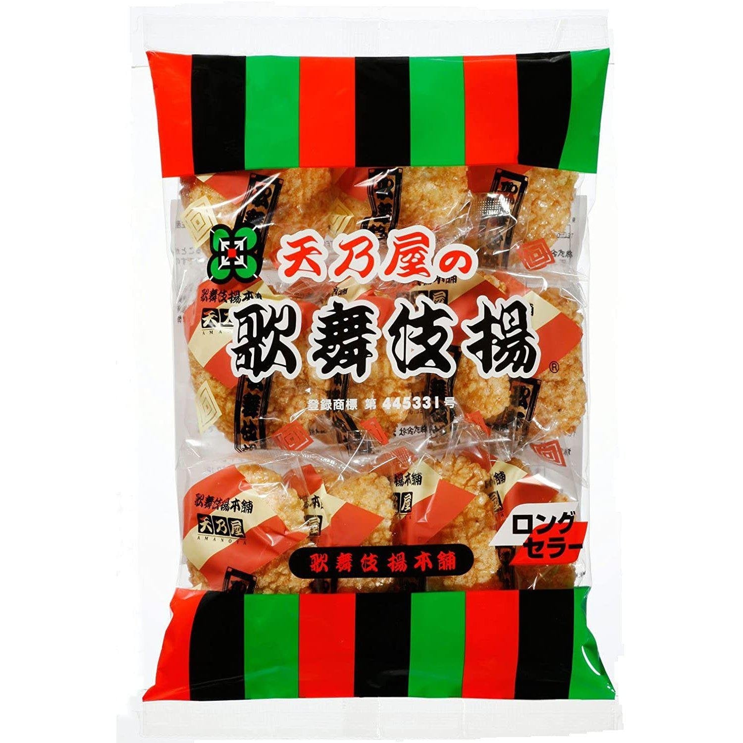 Amanoya Kabukiage Rice Cracker - Sweet Soy Sauce Flavor (11 Pieces) | Japanese Snacks for Party, Office & Travel | Crunchy Asian Treats