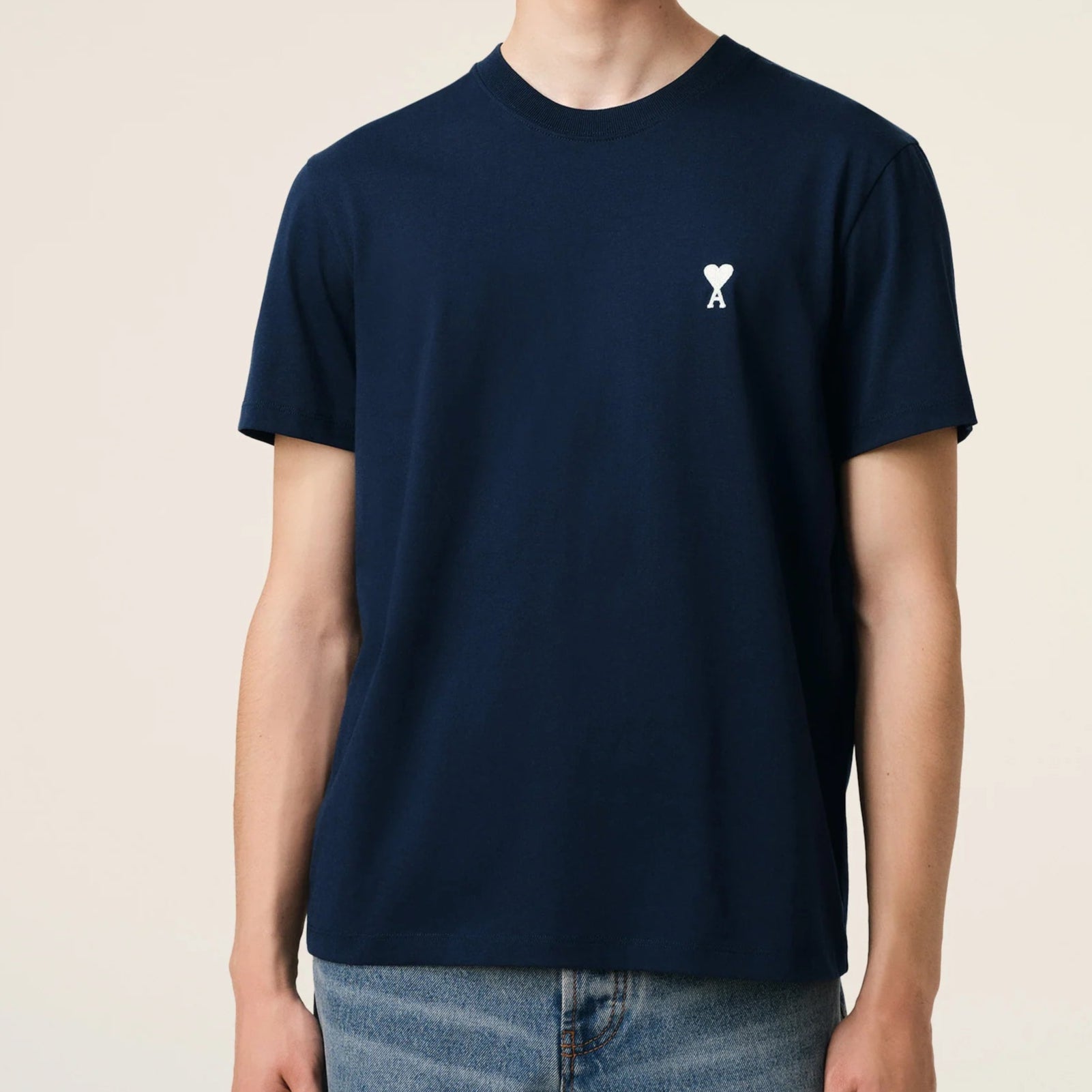 AMI Paris Off-White AMI de Coeur T-Shirt - Casual Graphic Tee for Men & Women - Perfect for Streetwear, Dating & Everyday Outfits