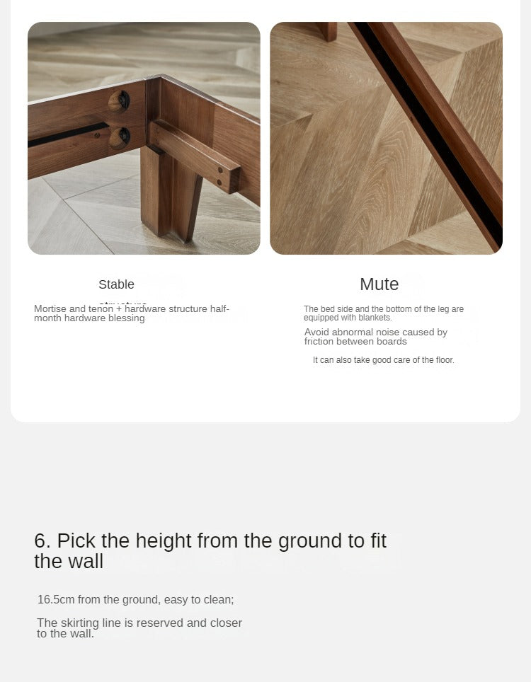Solid Oak Wood Luminous Bed with Shelf - Genuine Leather & Technical Fabric Headboard - Modern Bedroom Furniture for Master Bedroom, Guest Room, or Dorm