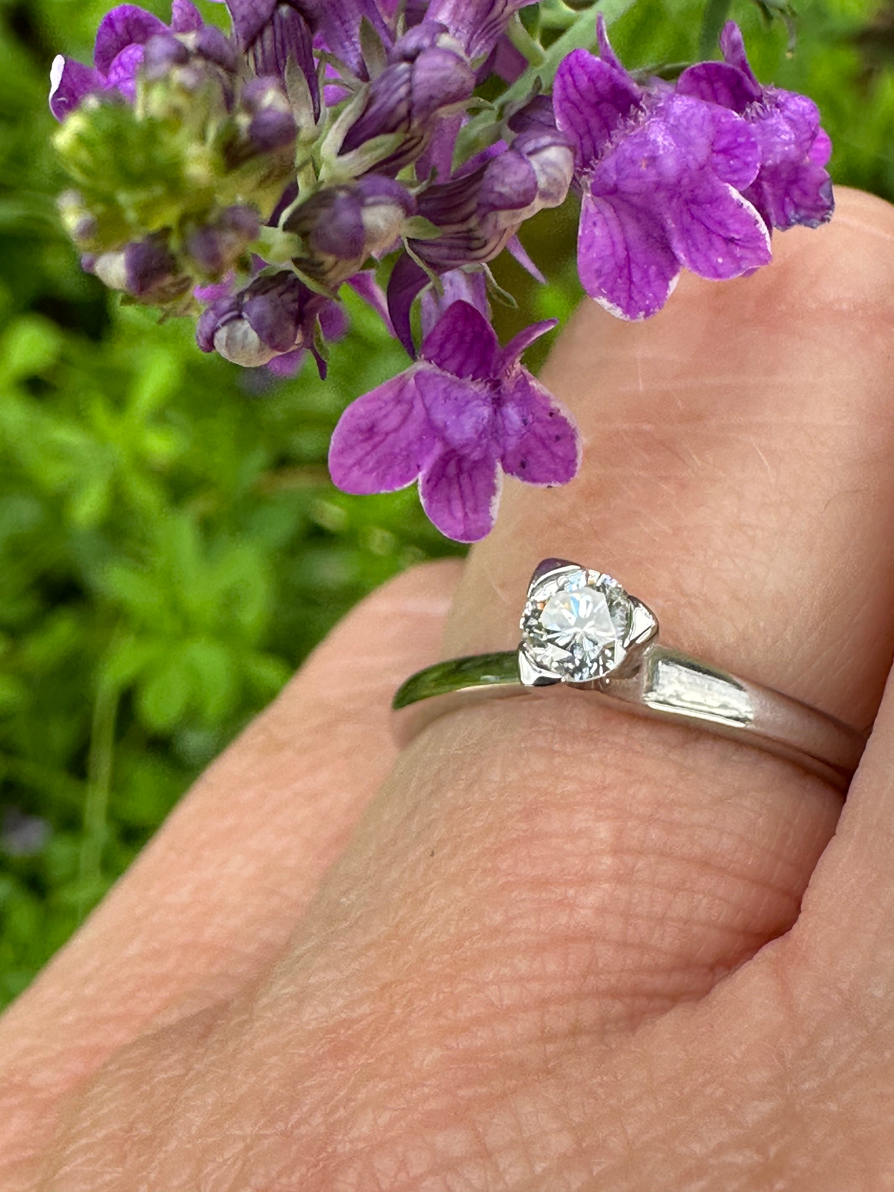 0.20ct Platinum Brilliant Cut Natural Diamond Ring - Size M | Elegant Engagement, Wedding, Anniversary Gift for Women