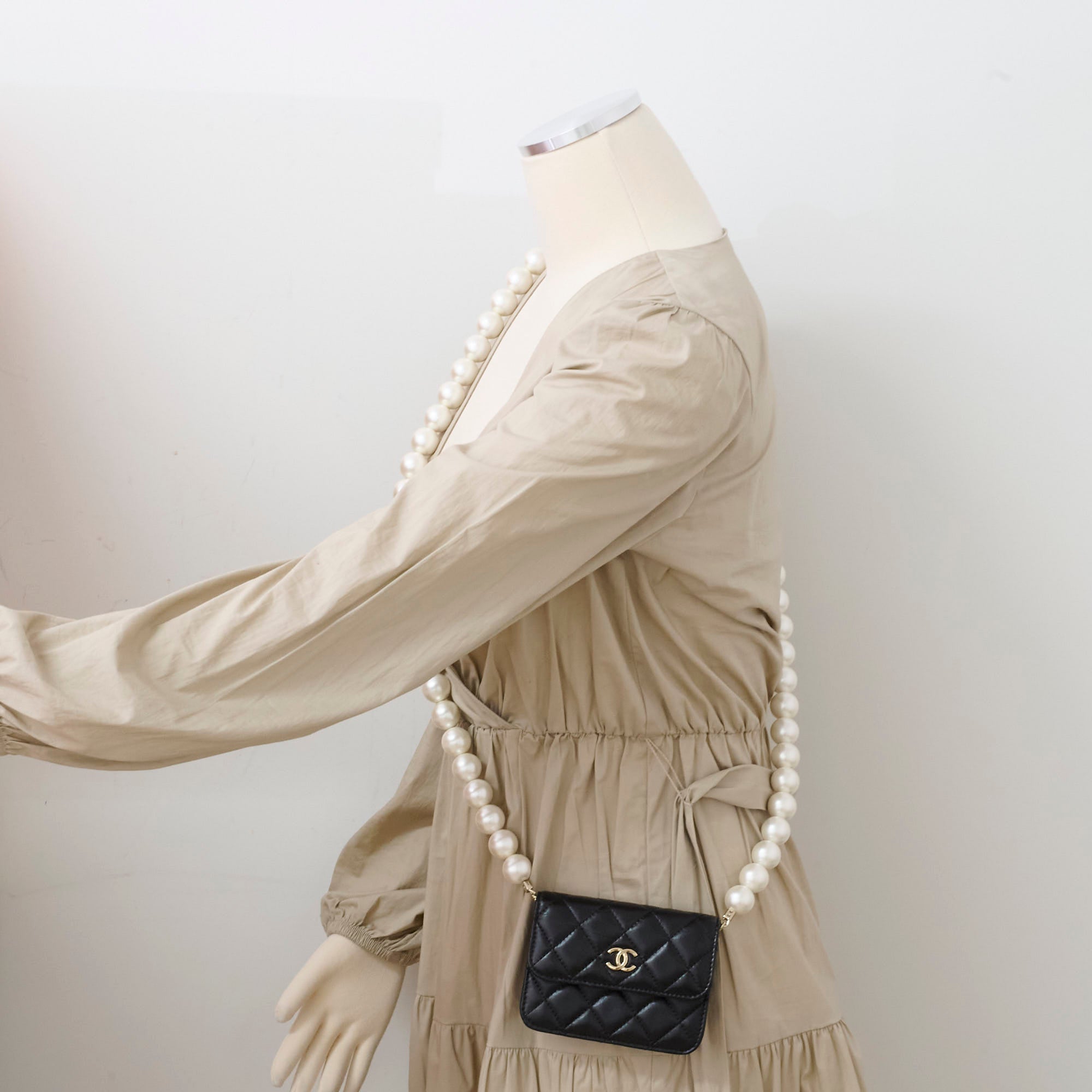 Chanel Micro Pearl Card Clutch with Chain - Black Series 31 | Luxury Small Wallet for Women | Perfect for Evening Parties, Weddings & Special Occasions