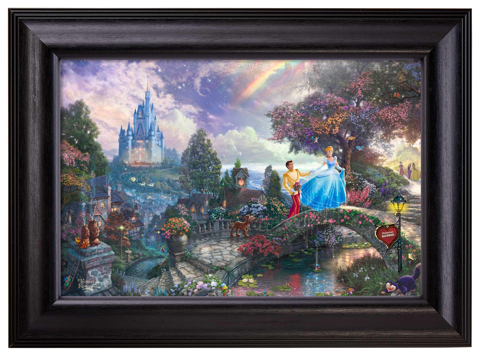 Disney Cinderella Wishes Upon A Dream Personalized Framed Canvas Wall Art - Perfect for Bedroom, Nursery & Disney Princess Themed Decor