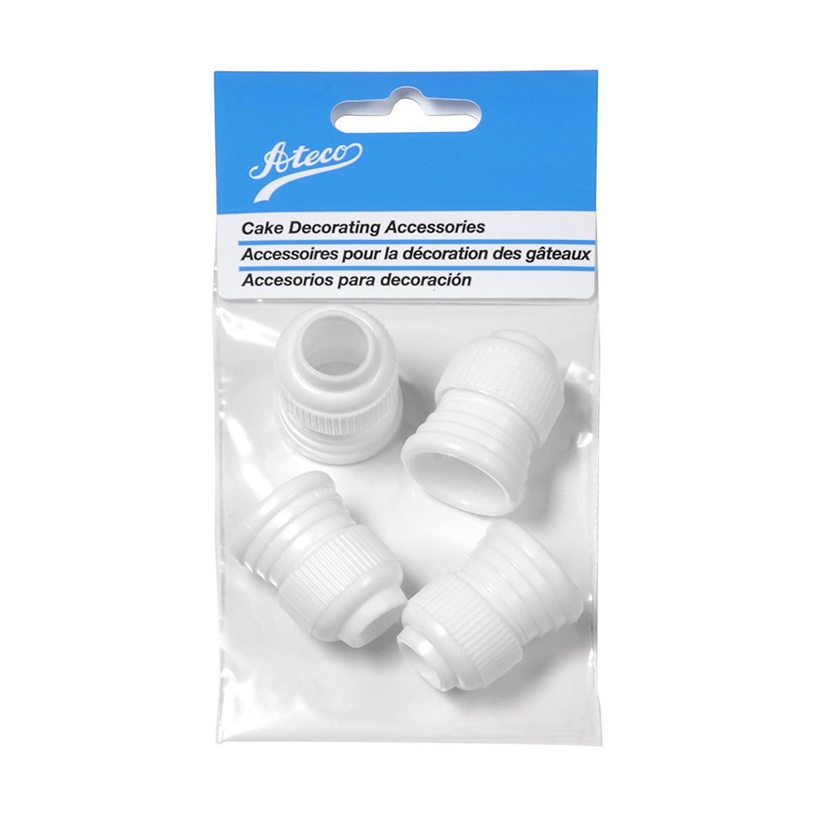 Ateco 398 Standard Small Coupler Set of 4 - Professional Baking Decorating Tips for Cakes, Cupcakes & Pastries | Perfect for Home Bakers & Commercial Kitchens