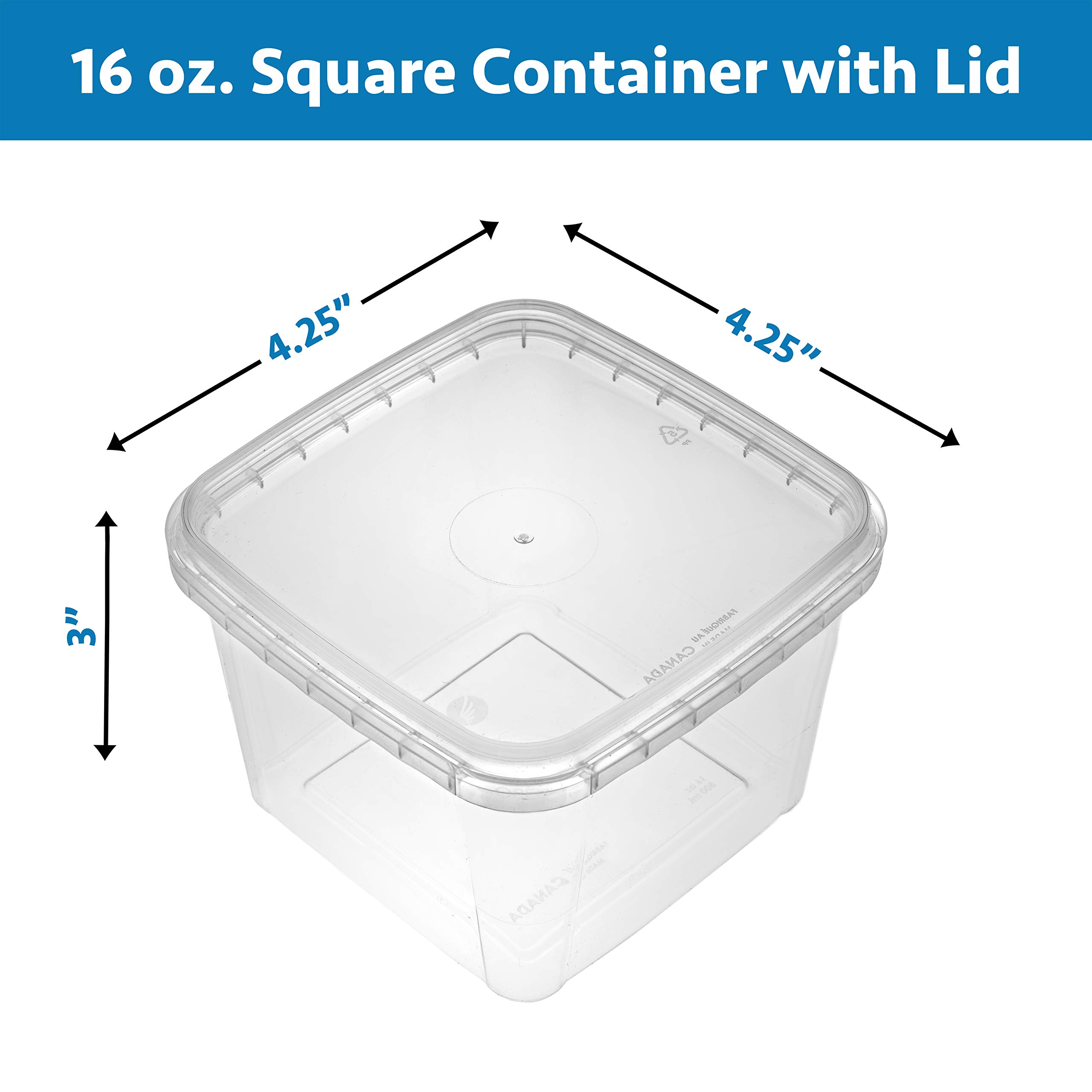 NYHI 16 oz. 20 Pack Square Clear Deli Containers with Lids - BPA Free Disposable Plastic Food Storage Containers - Airtight Meal Prep & Takeout Containers for Kitchen, Restaurant, Catering & Leftovers