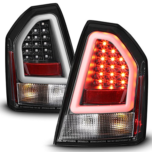 AKKON LED Parking Light Tube Tail Brake Light Assembly for 2005-2007 Chrysler 300 - Black Bezel Replacement - Enhances Night Visibility & Safety