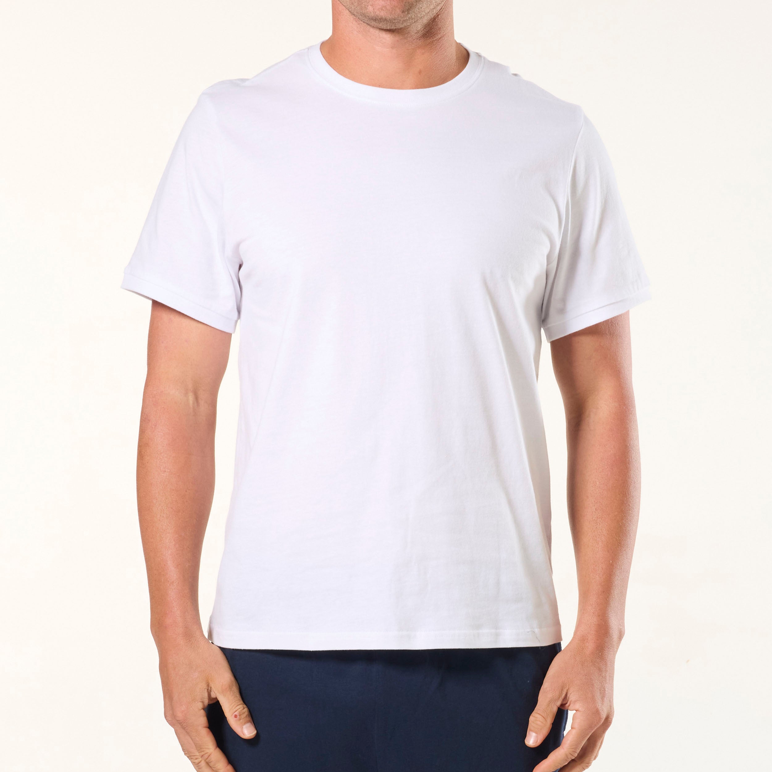 Men's Cotton Sleep Tee Shirt - Soft & Breathable White Nightwear for Relaxing at Home or Lounging