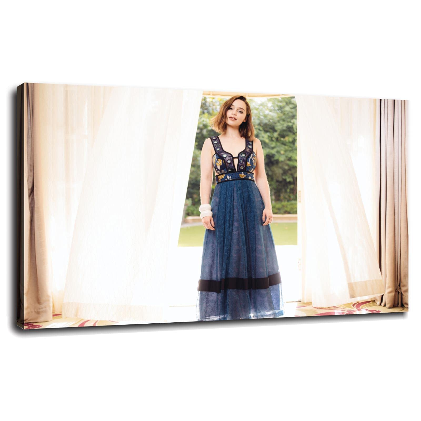 Emilia Clarke Canvas Wall Art Print - 42x24 Inches Framed Poster for Home, Office & Living Room Decor - Perfect for Gifts & Pop Culture Fans