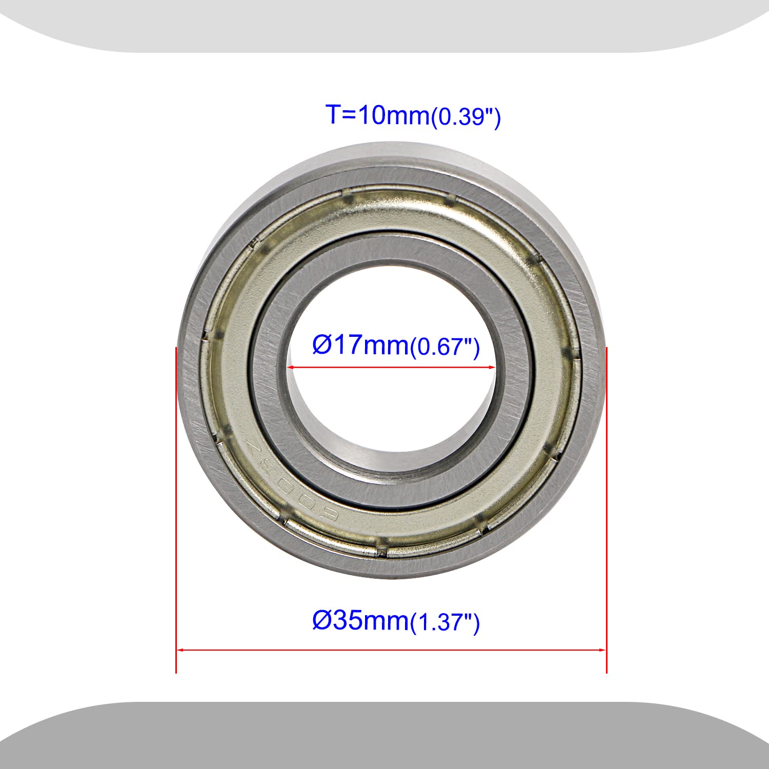 Aopin 6003Z Skateboard Bearings - 8 Pack Double Rubber Sealed Ball Bearings (0.67