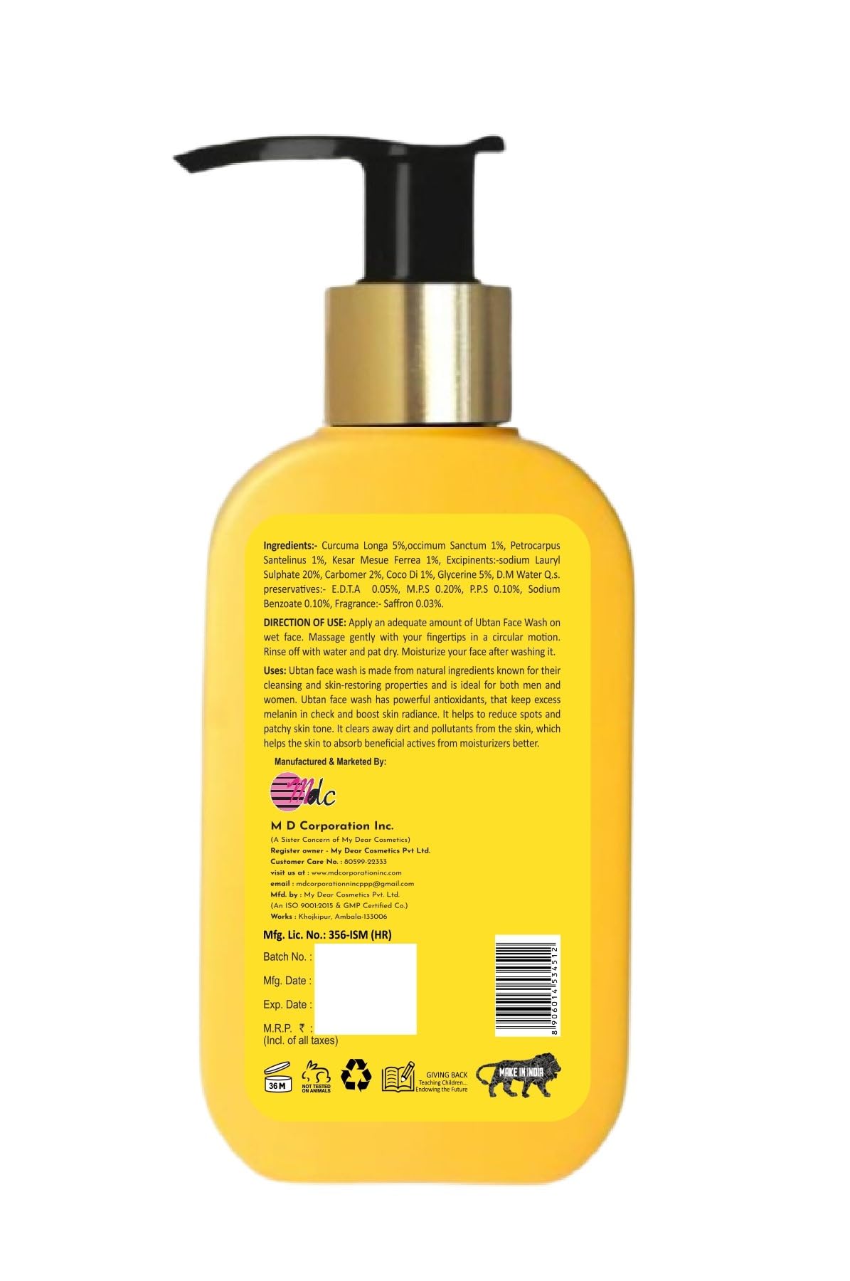 Natural's Care for Beauty Ubtan Face Wash 250ml - Herbal Cleanser for Glowing Skin | Daily Use for Acne, Dark Spots & Brightening | Perfect for Morning & Night Routine
