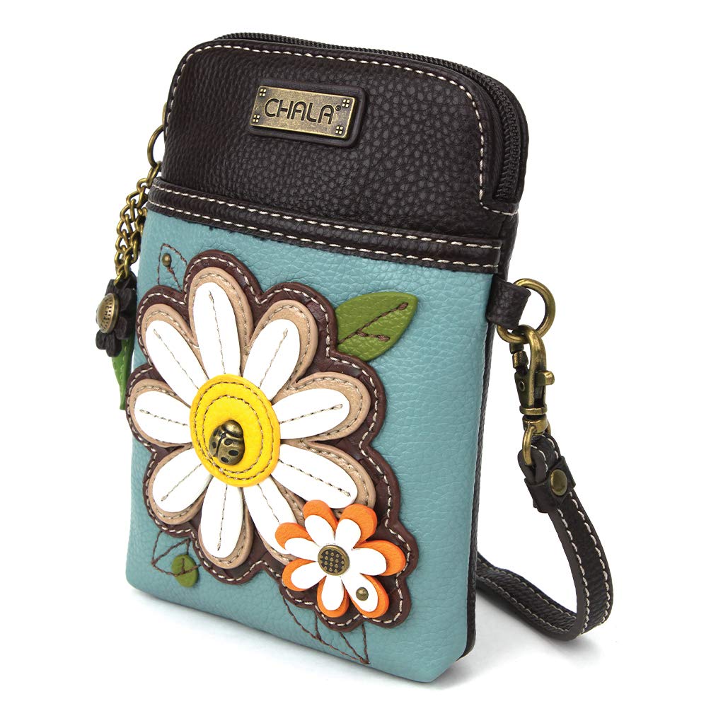 CHALA Daisy Crossbody Cell Phone Purse for Women - Adjustable Strap Wristlet Handbag in Teal Color | Perfect for Everyday Use, Shopping & Travel Accessories