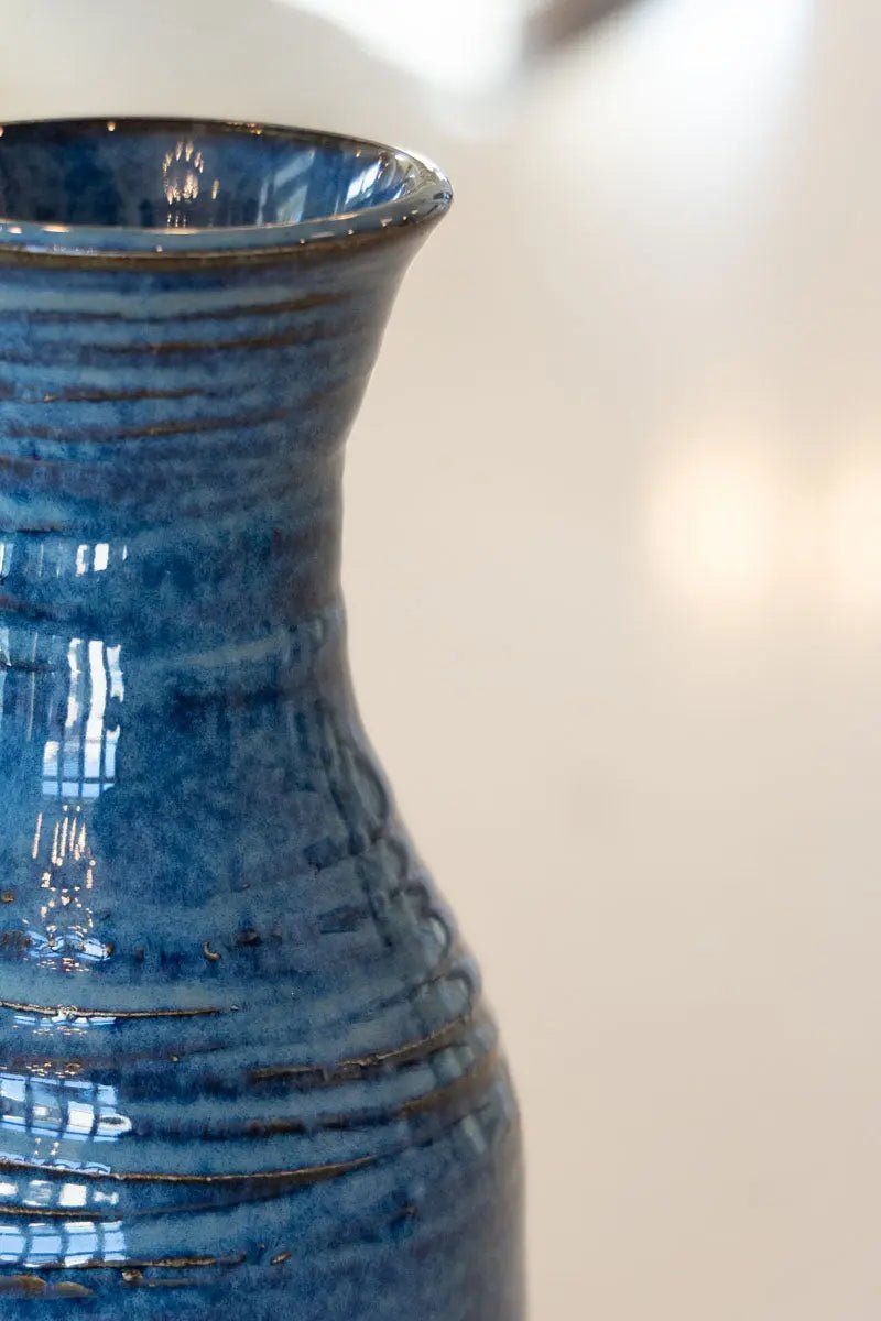 Premium Large Textured Vase in Creamy Midnight Blues & Browns - Modern Home Decor for Living Room, Bedroom, or Office Centerpiece