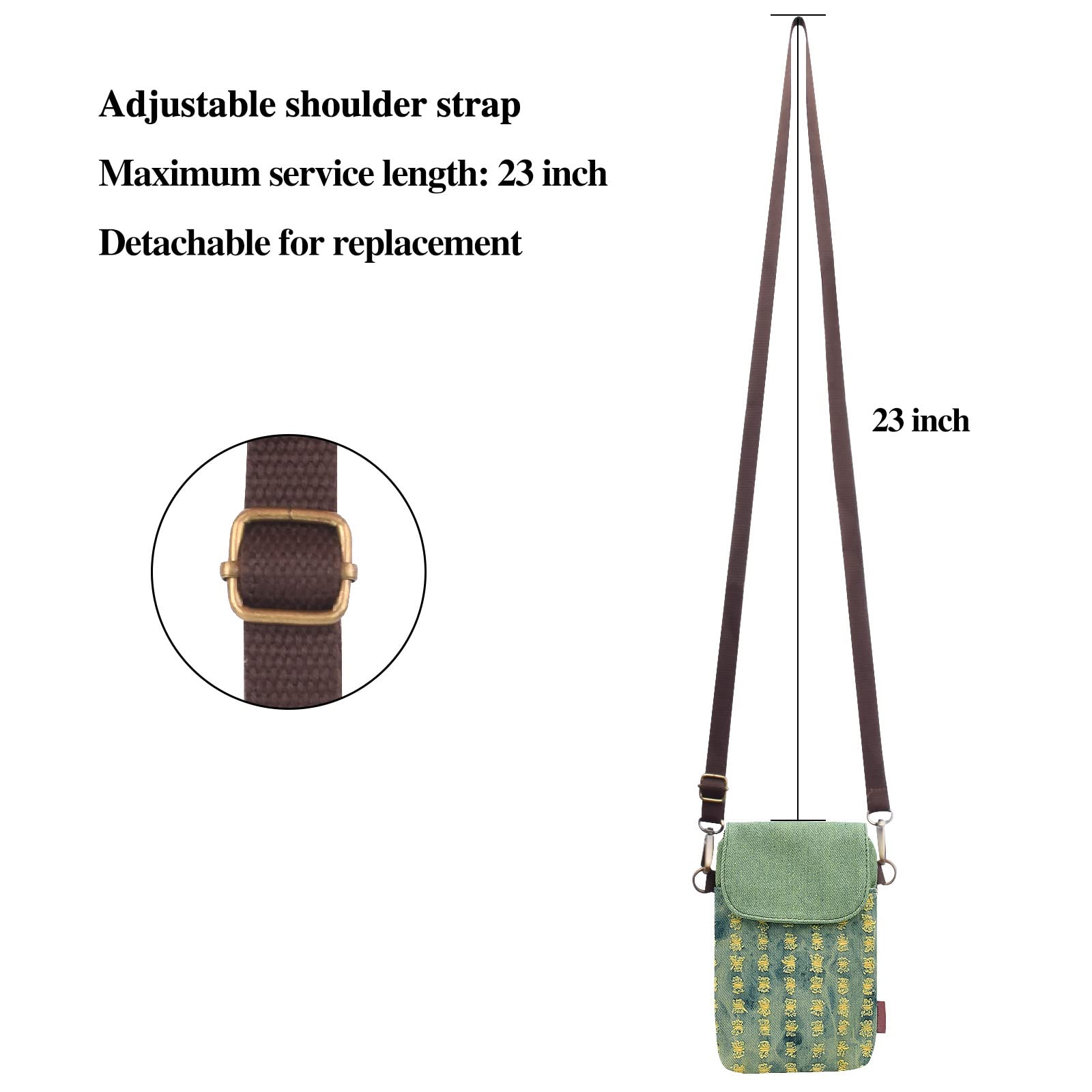 WITERY Small Canvas Crossbody Phone Purse Wallet - Handmade Adjustable Shoulder Strap Cute Cell Phone Bag for Women | Perfect for Travel, Shopping & Everyday Use
