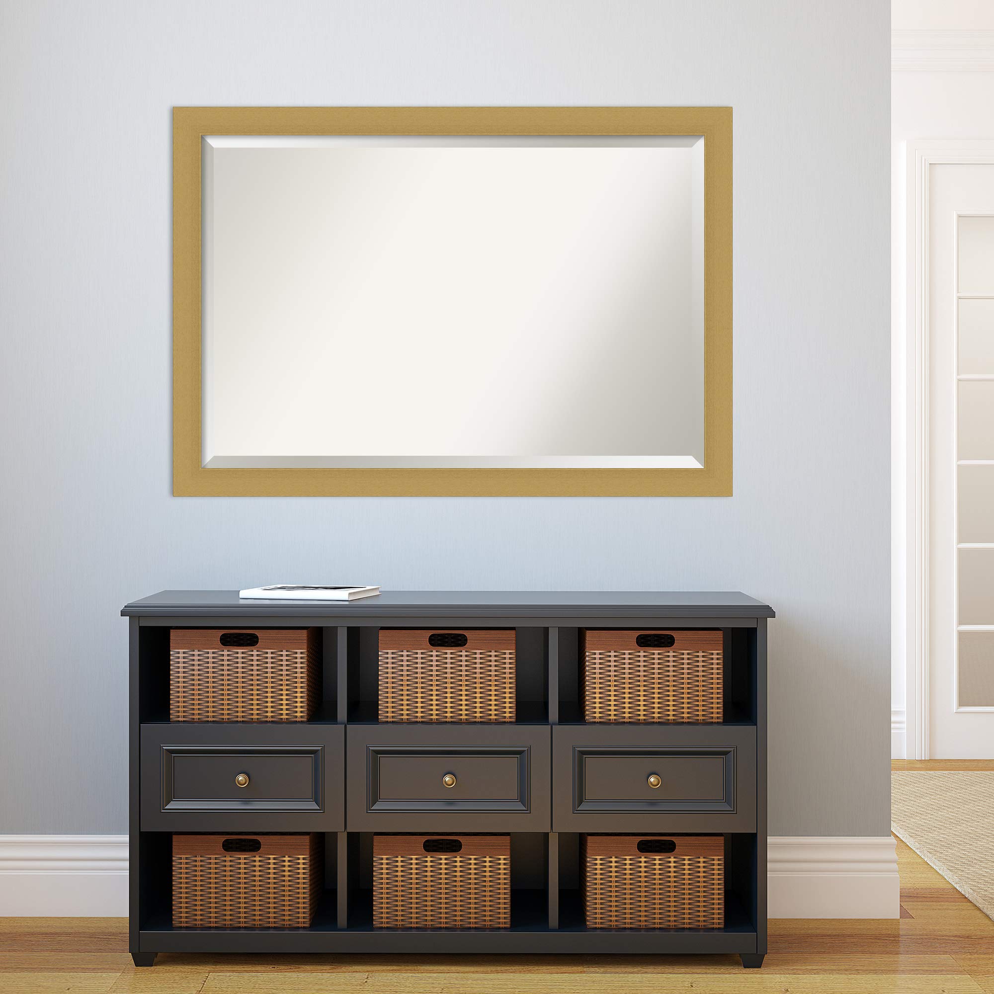 Amanti Art 36x24 Inch Vanity Framed Bathroom Mirror with Grace Brushed Gold Frame - Perfect for Makeup, Shaving & Home Decor