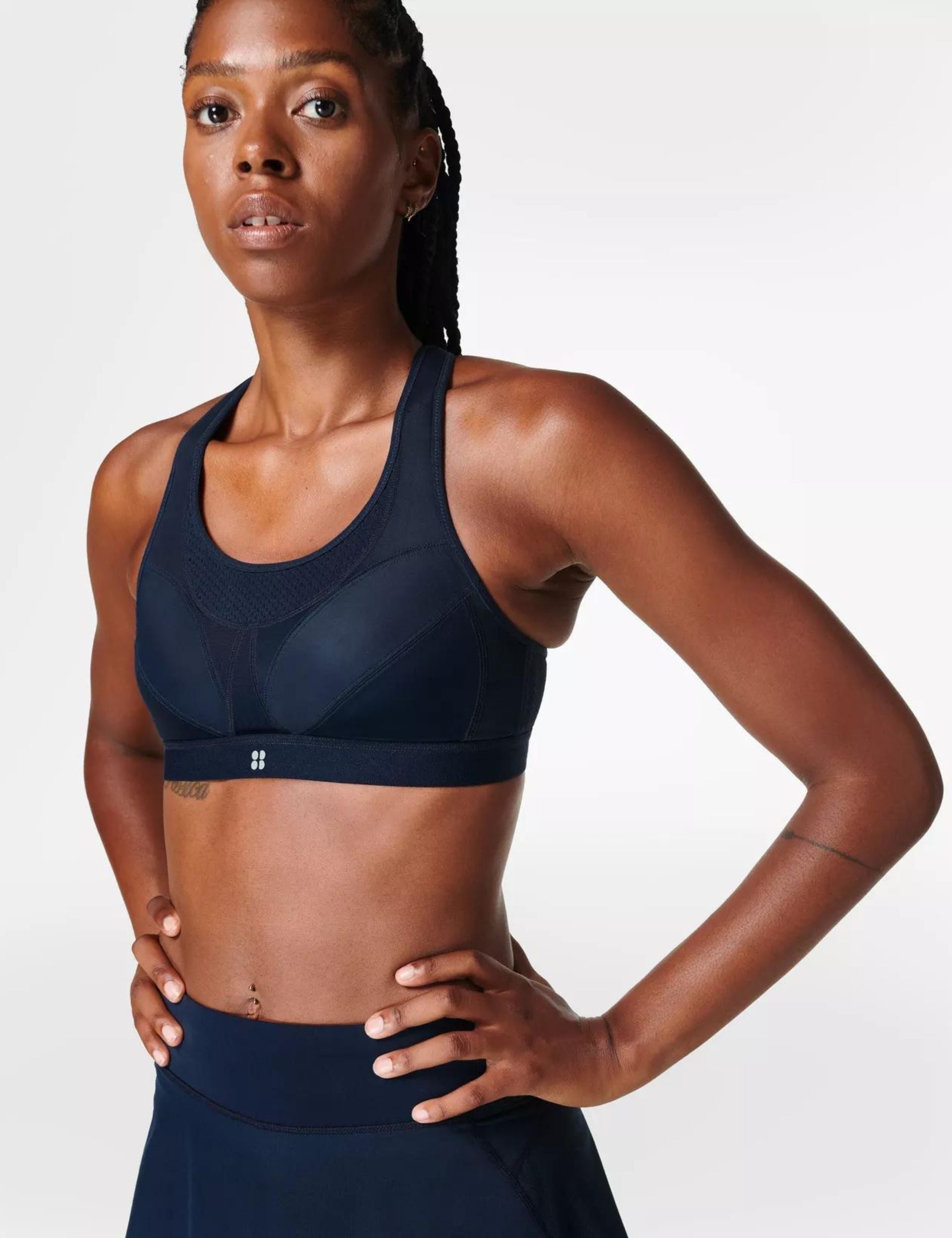 Best Women's Ultra Running Sports Bra - Breathable & Supportive Navy Blue Activewear for High-Intensity Workouts, Marathon Training & Outdoor Fitness