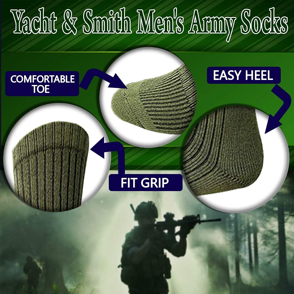 Yacht & Smith Men's Military Grade Army Socks - Comfortable & Durable Tactical Socks for Hiking, Work & Outdoor Activities (Size 10-13)