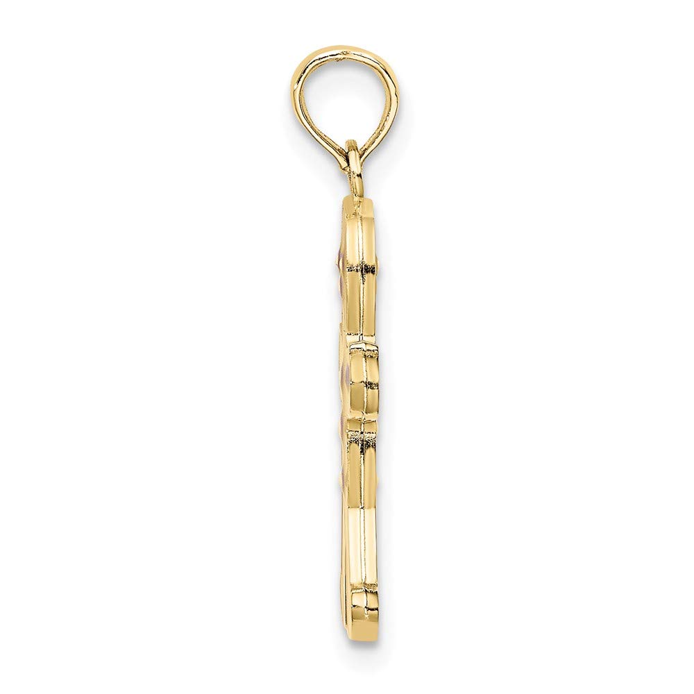 Jewels By Lux 10K Yellow Gold 3D Gingerbread Man Enamel Pendant Charm - Perfect Christmas Gift, Holiday Jewelry for Women & Girls