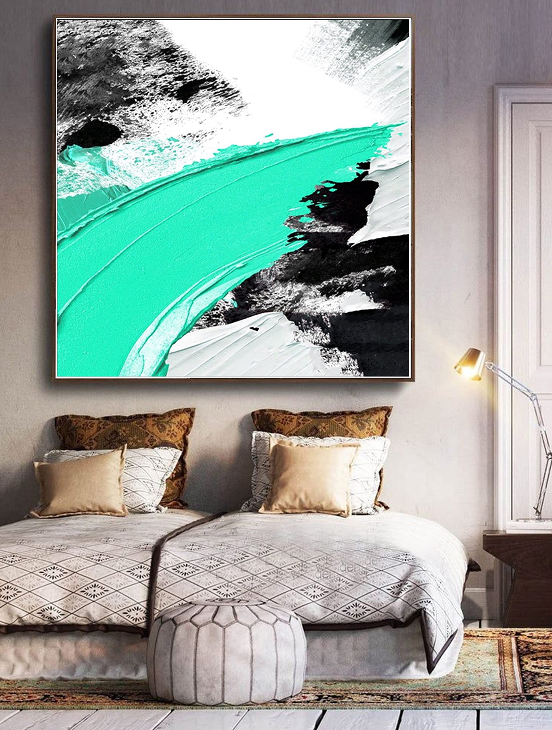 Large Abstract Oil Painting on Canvas - Original Textured Boho Wall Art in Purple | Modern Acrylic Painting for Living Room & Spiritual Home Decor | 40x40 Inches | Perfect for Bohemian Style Interiors & Meditation Spaces