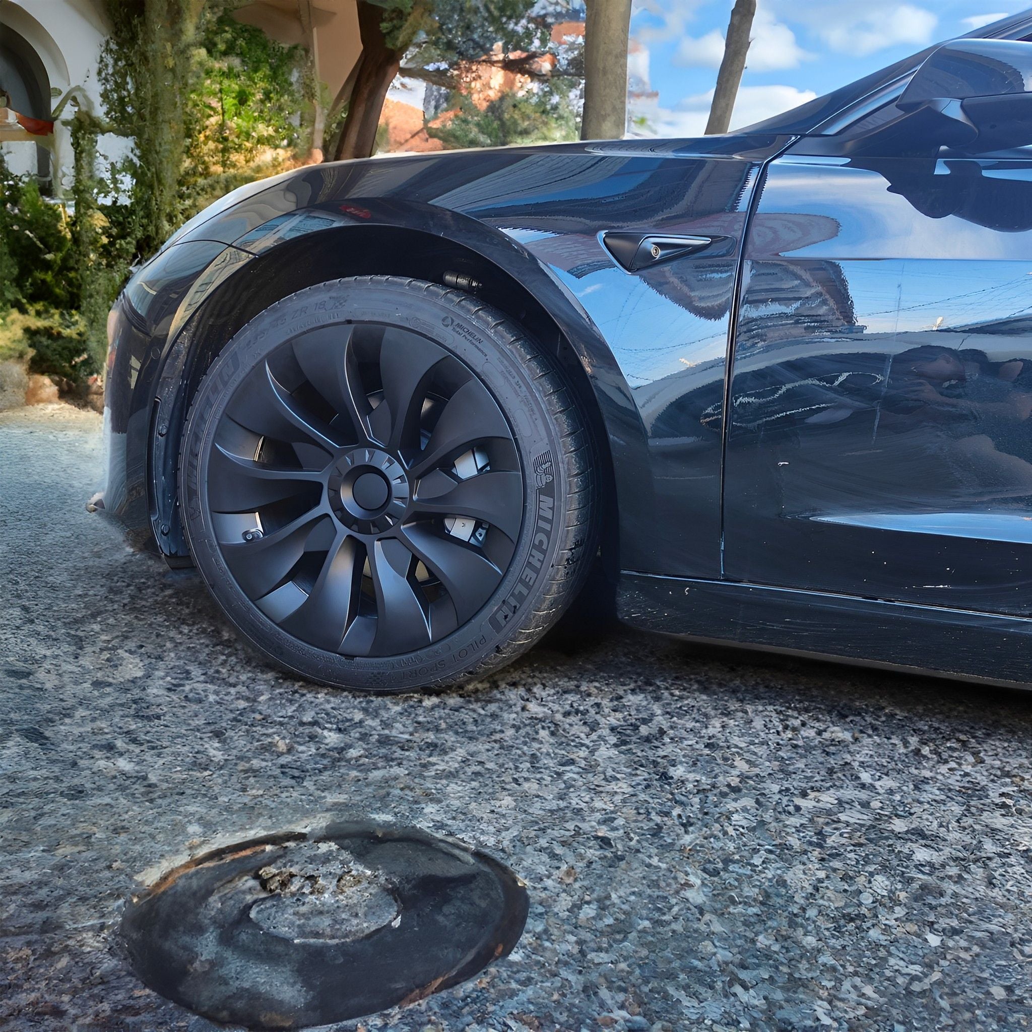 Tesla Model 3 Hubcaps 18 Inch - Aero & Uberturbine Style Wheel Covers - Perfect for Model 3 2017-2023 - Enhance Appearance & Protect Rims (Set of 4) - Ideal for Daily Commute & Road Trips