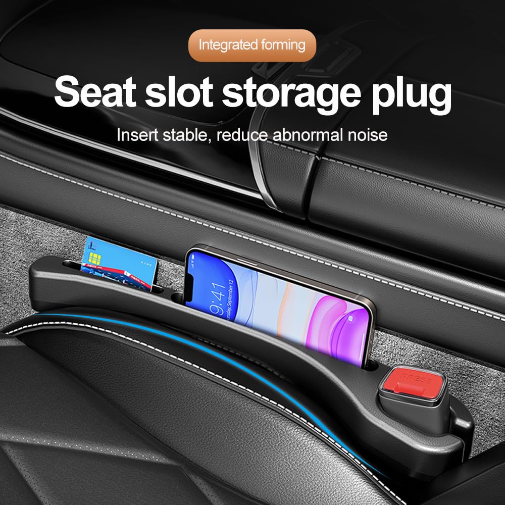 2PCS Car Seat Gap Filler with Phone Holder - Universal Car Organizer for Preventing Items Falling (Black) - Perfect for Road Trips & Daily Commute