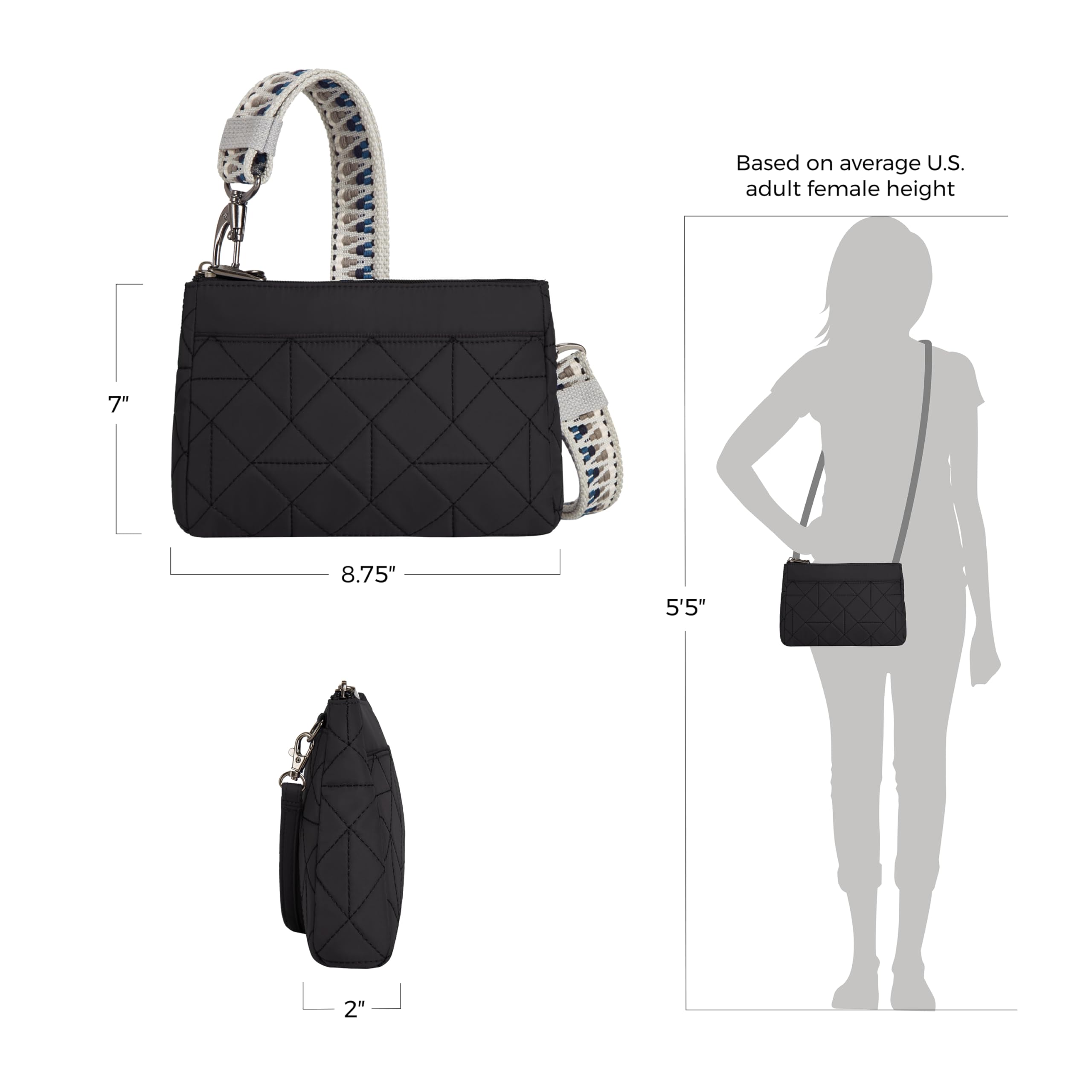 Travelon Anti-Theft Boho Clutch Crossbody Bag for Women - Secure RFID Blocking Purse with Adjustable Strap - Perfect for Travel, Shopping & Daily Use