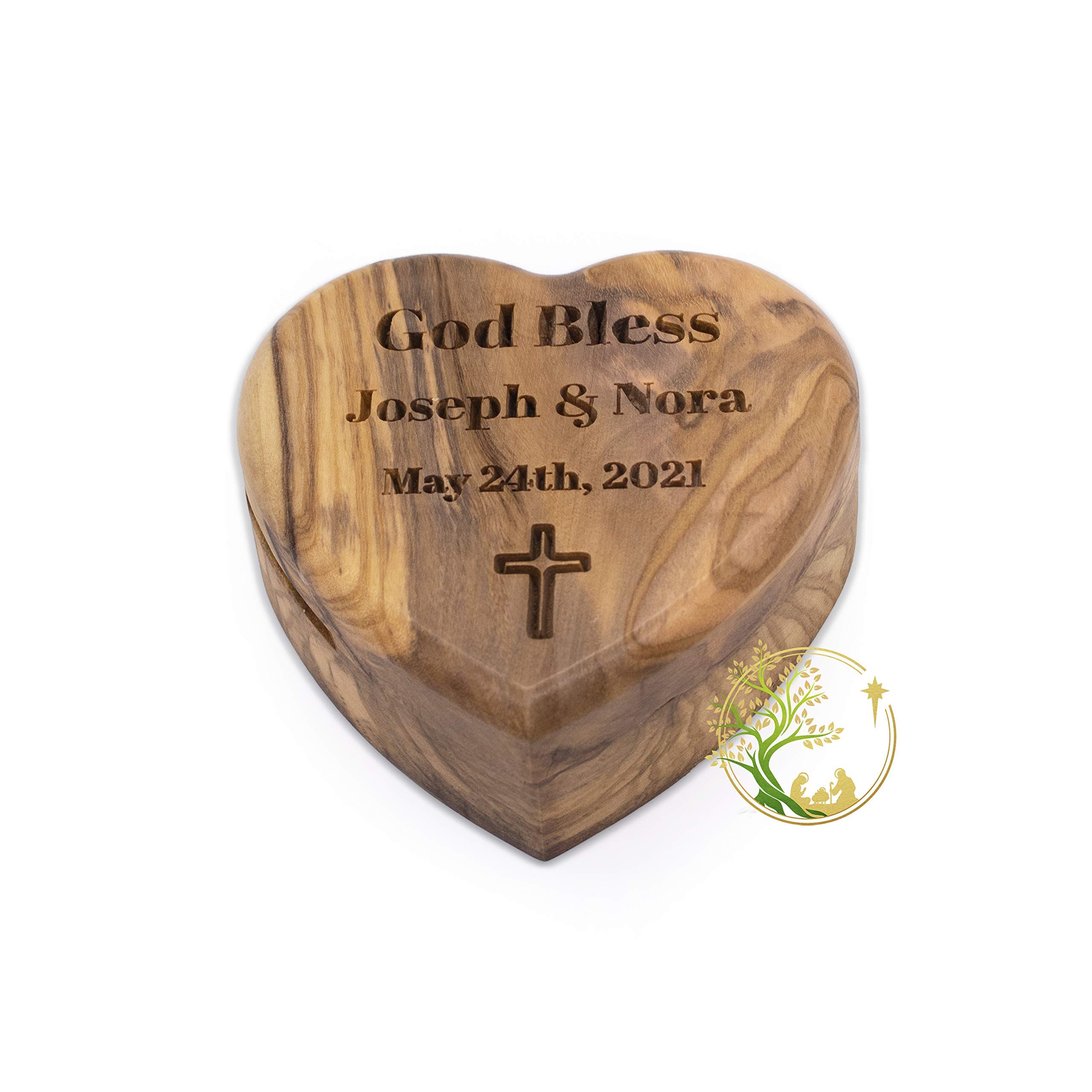 Personalized Heart-Shaped Wooden Rosary Box - Custom Engraved with Any Message - Religious Gift for Baptism, Confirmation, Communion - Keepsake Jewelry Box for Prayer Beads & Small Treasures - Perfect for Church, Home Altar & Spiritual Gifting