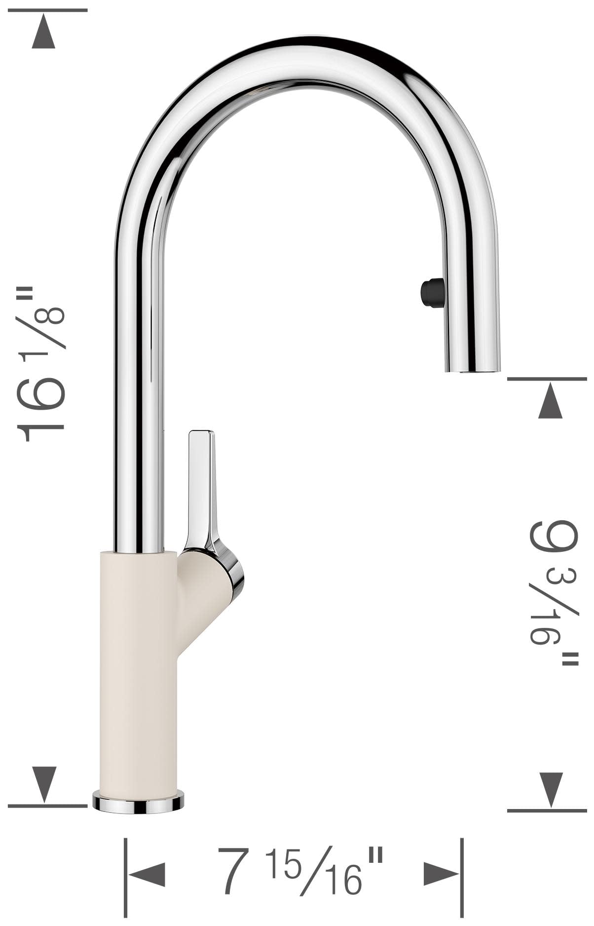 BLANCO 526390 Urbena Single Handle Pull-Down Kitchen Faucet - 1.5 GPM Flow Rate, Chrome Finish - Perfect for Modern Home & Restaurant Sinks