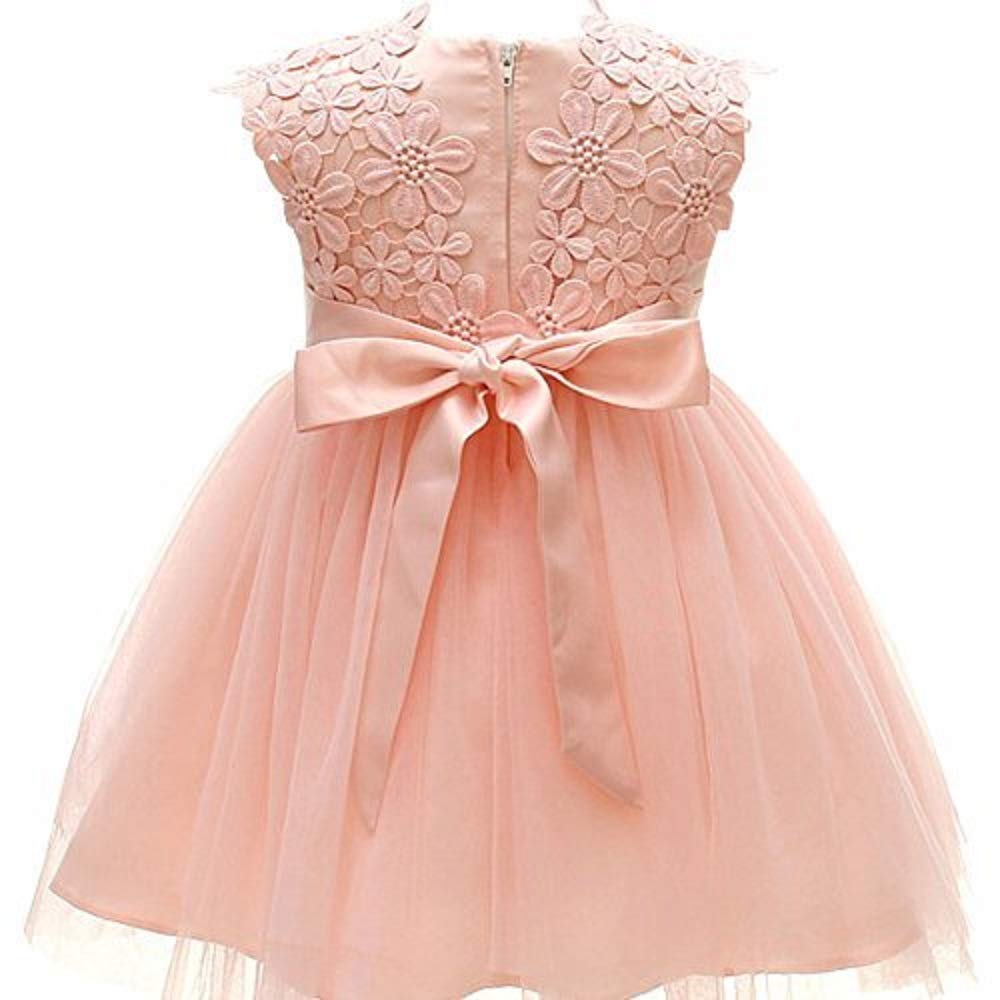 Weileenice Baby Girls Wedding Dress - Rainbow Tulle 3D Embroidery Beaded Princess Tutu Dress for Flower Girls, Baptism, Birthday Party & Special Occasions