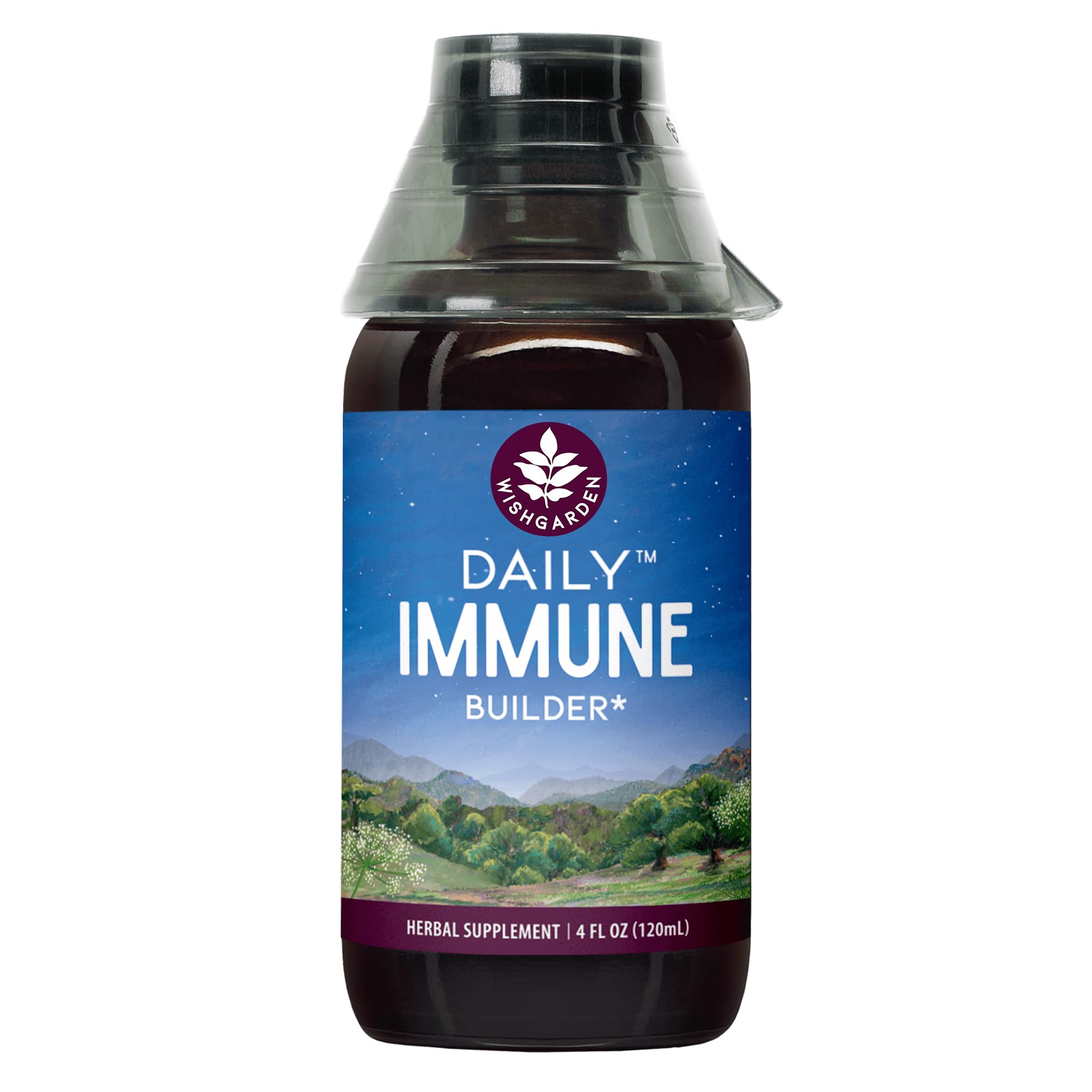 WishGarden Herbs Daily Immune Builder Supplement with Black Elderberry & Astragalus - Natural Immune Support Formula for Adults, Herbal Defense & Immune System Booster with Elderberries, 4oz - Perfect for Cold & Flu Season, Travel & Daily Wellness