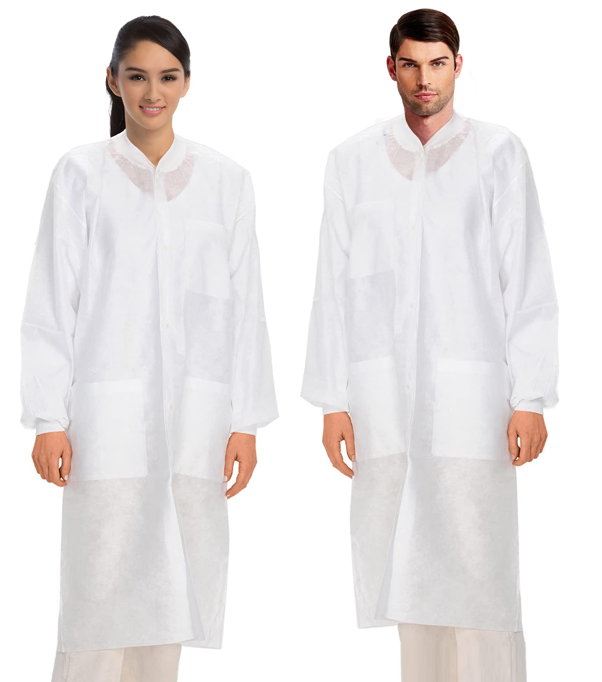 Disposable Lab Coats for Adults - White SMS Material with 3 Pockets | Durable & Comfortable | Size XS to 5XL | Perfect for Medical, Laboratory & Industrial Use