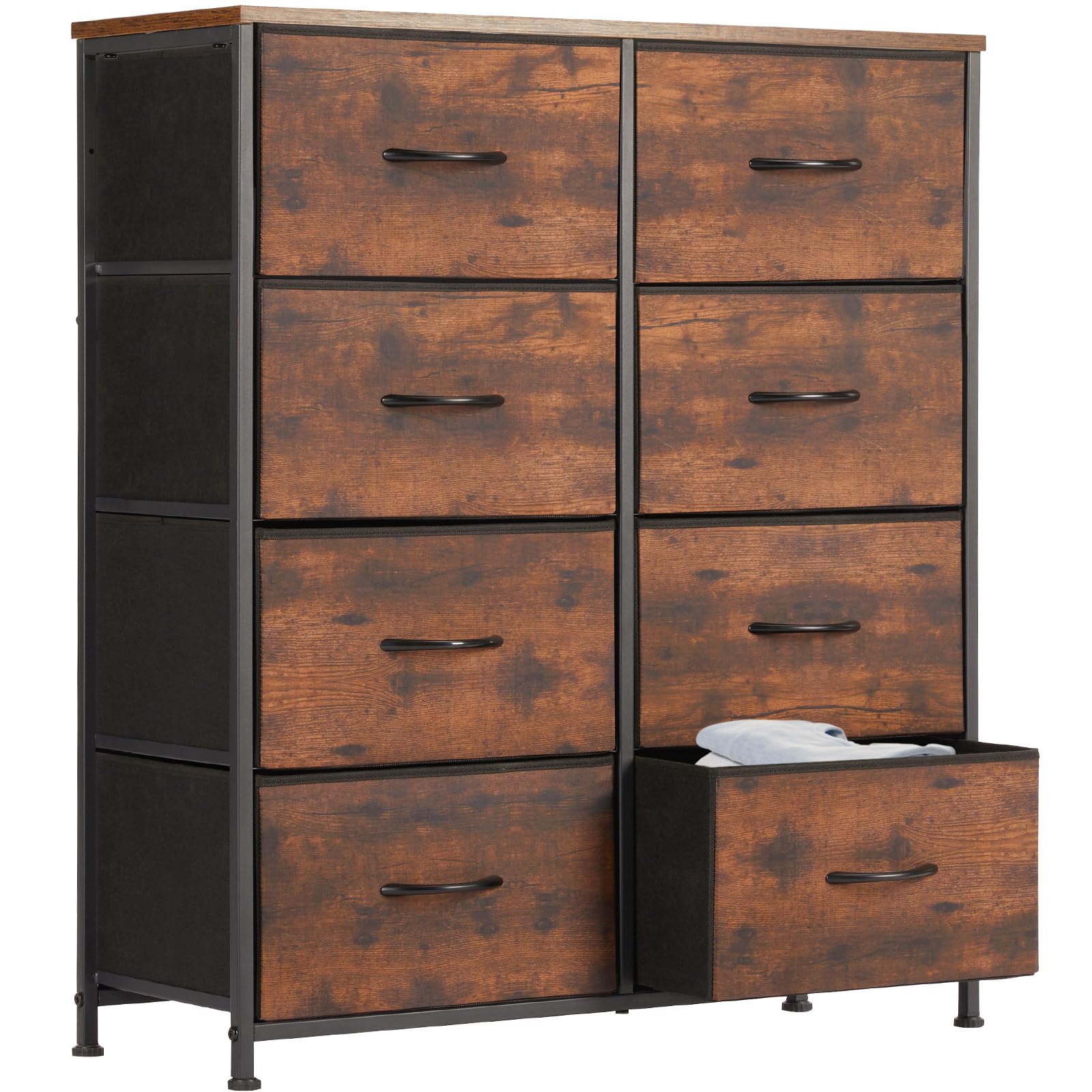 Sweetcrispy 8-Drawer Fabric Dresser Organizer with Steel Frame & Wood Top - Bedroom Storage Tower for Clothes, Nursery, Living Room & Closet Organization - Perfect for Small Space Storage & Home Decor