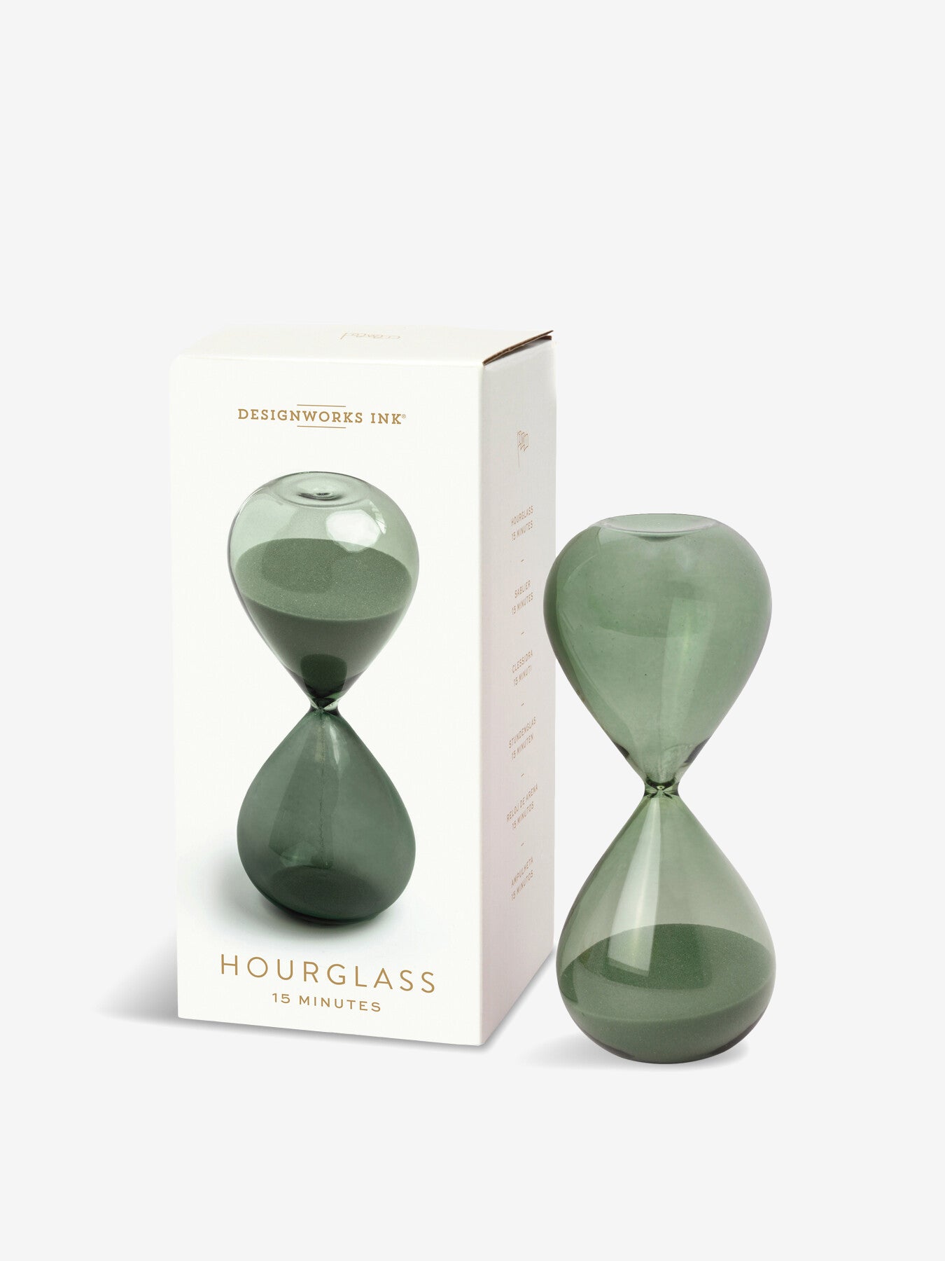 Designworks Ink 15 Minute Hourglass Timer - Classic Evergreen Sand Clock for Cooking, Games & Productivity - Perfect for Kitchen, Classroom, Board Games and Meditation