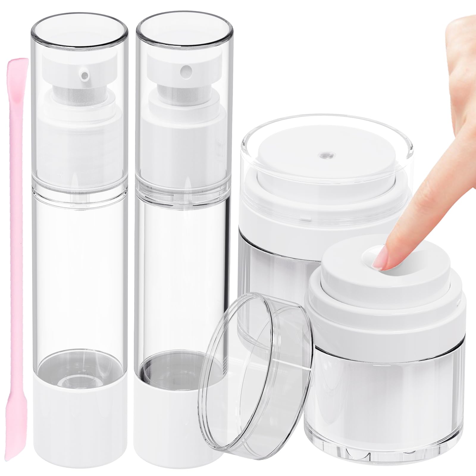 4 Pack 1.7 oz Airless Pump Bottles - Leak-Proof Travel Skincare Containers for Moisturizer, Cream & Lotion | Portable Cosmetic Dispenser for Toiletries | Perfect for Travel, Gym & Daily Skincare Routine
